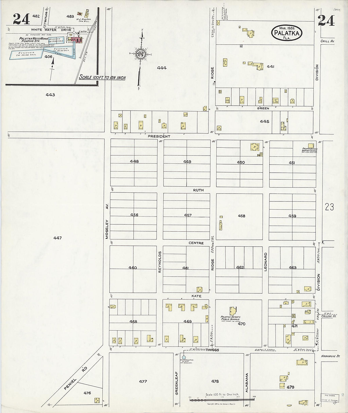 Palatka, Putnam County, Florida 1924 (Sheet 24 of 24) by Relic Map Company