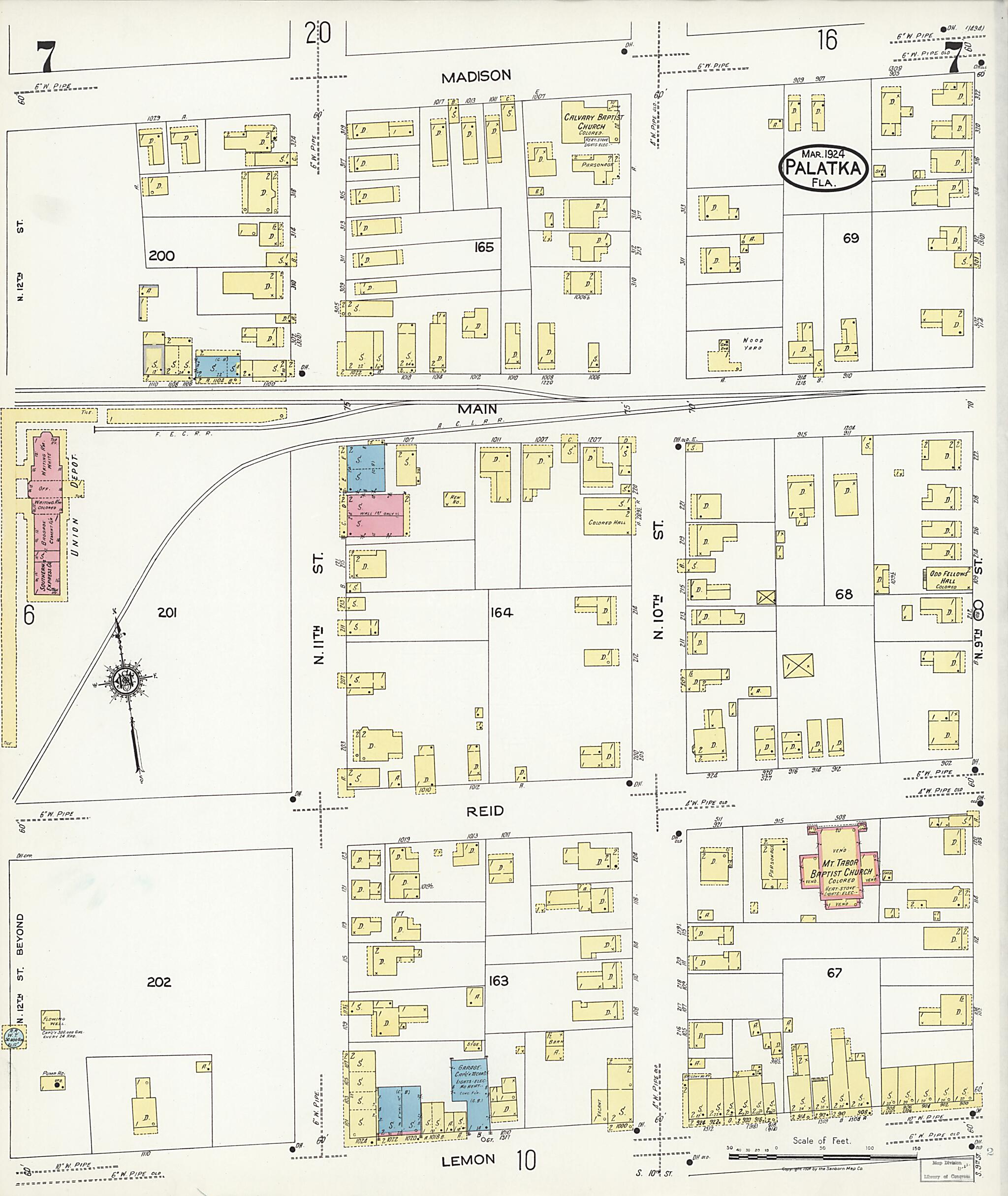 This old map of Palatka, Putnam County, Florida was created by Sanborn Map Company in 1924