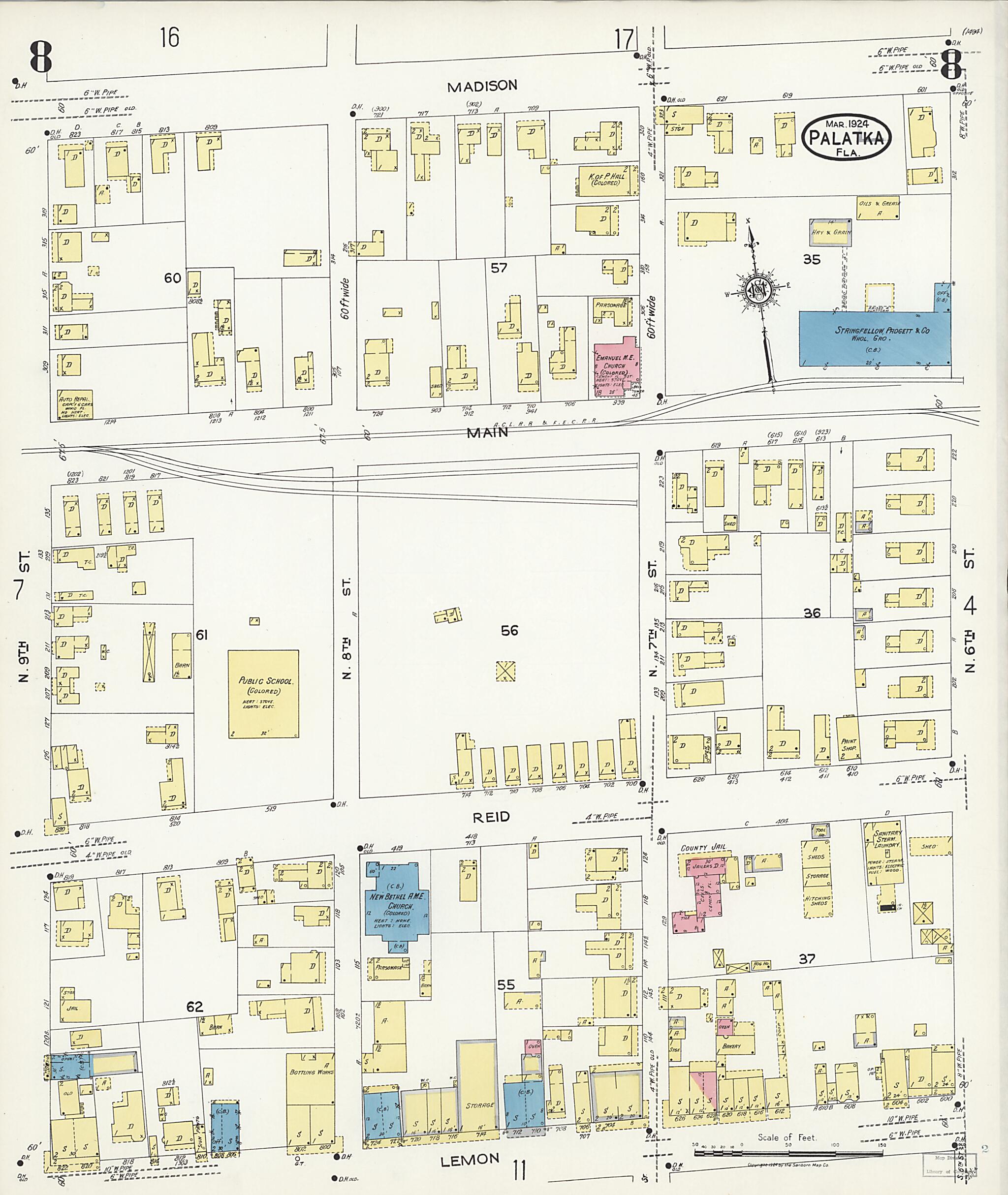 This old map of Palatka, Putnam County, Florida was created by Sanborn Map Company in 1924