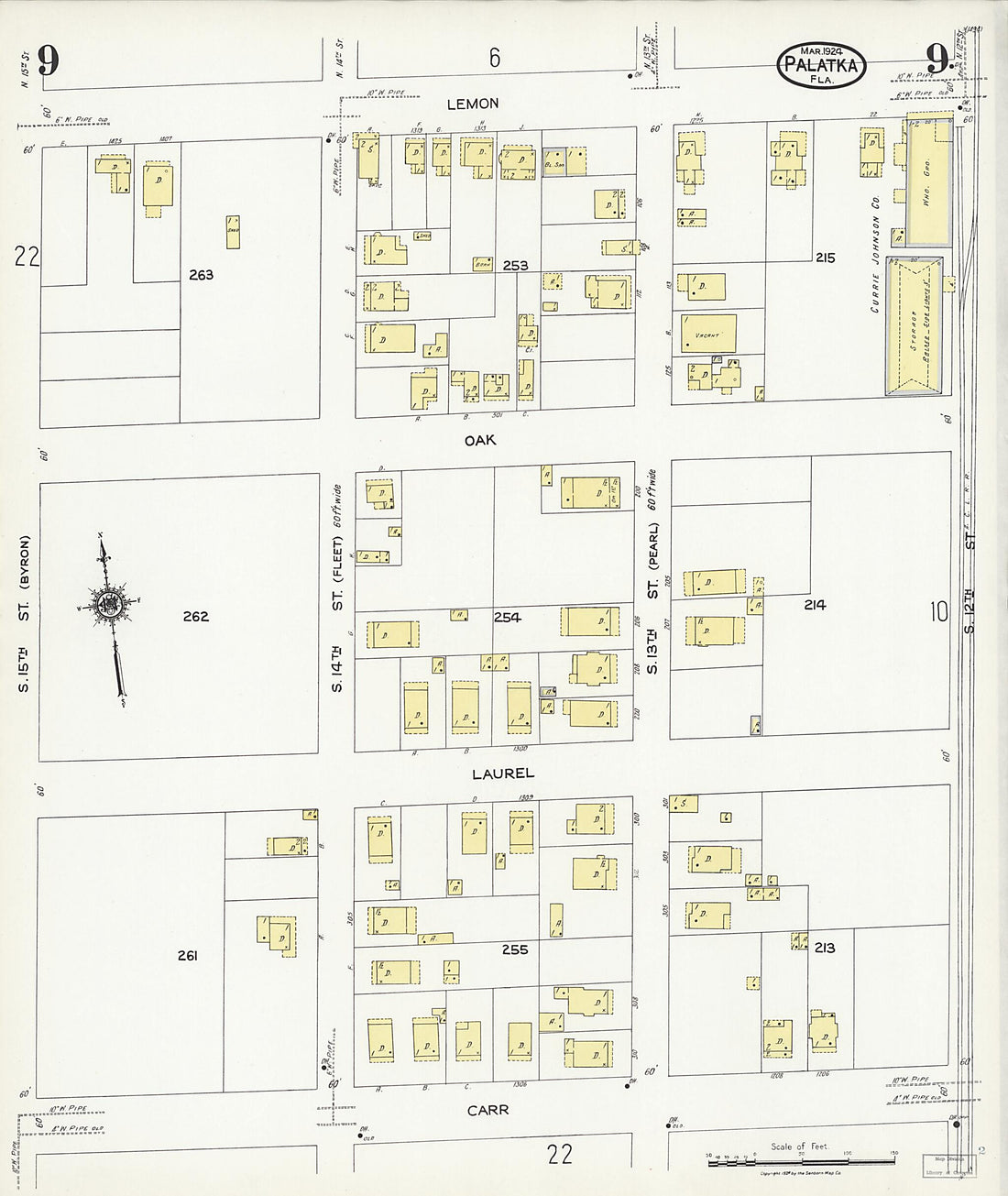 This old map of Palatka, Putnam County, Florida was created by Sanborn Map Company in 1924