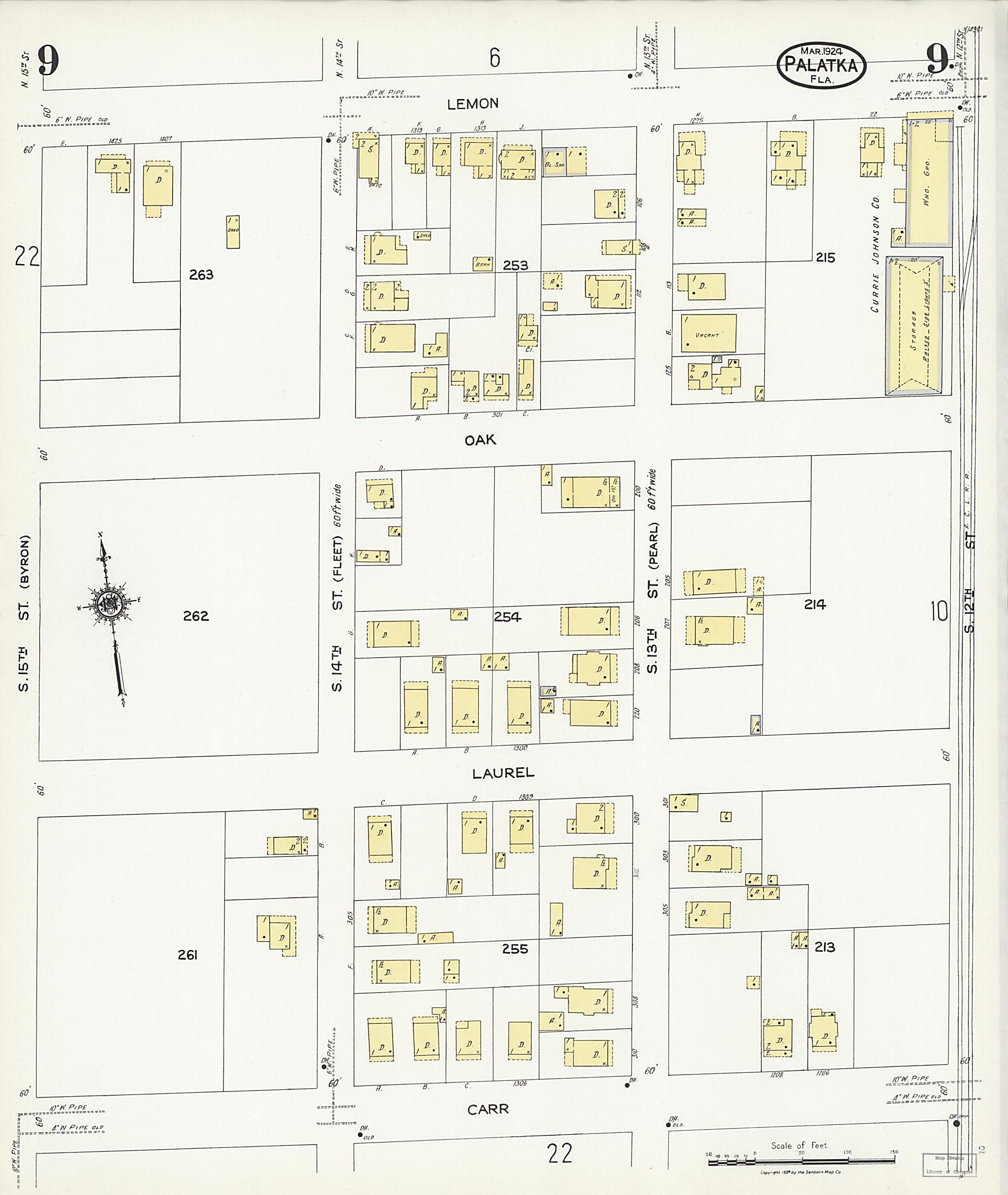 This old map of Palatka, Putnam County, Florida was created by Sanborn Map Company in 1924