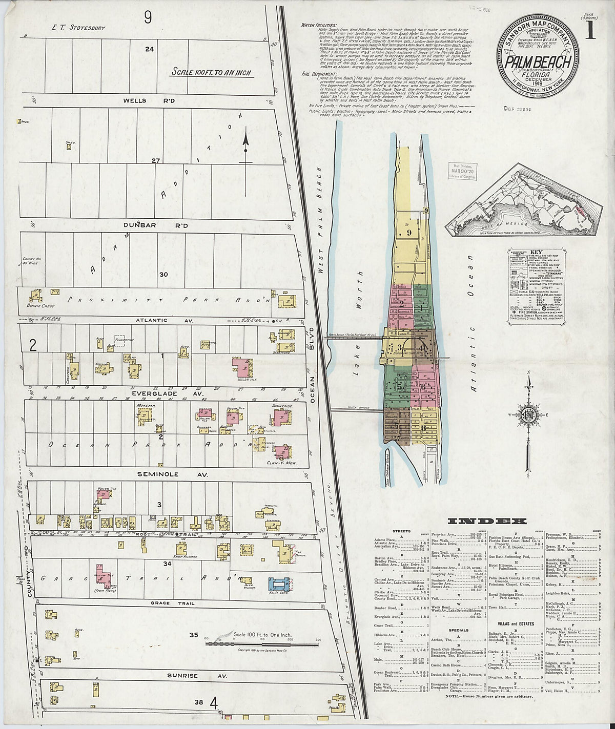 Palm Beach, Palm Beach County, Florida 1919 (Sheet 1) by Relic Map Company