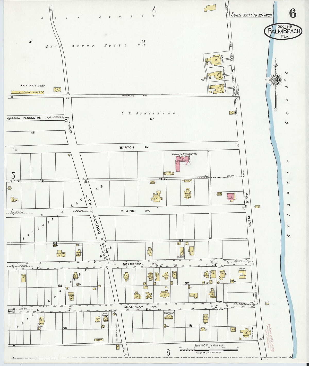 Palm Beach, Palm Beach County, Florida 1919 (Sheet 6) by Relic Map Company