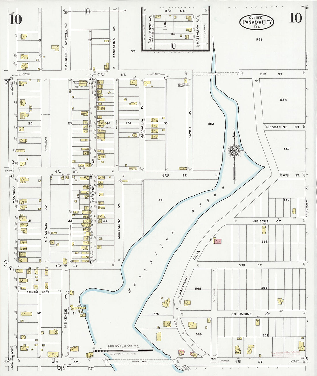 This old map of Panama City, Bay County, Florida was created by Sanborn Map Company in 1927