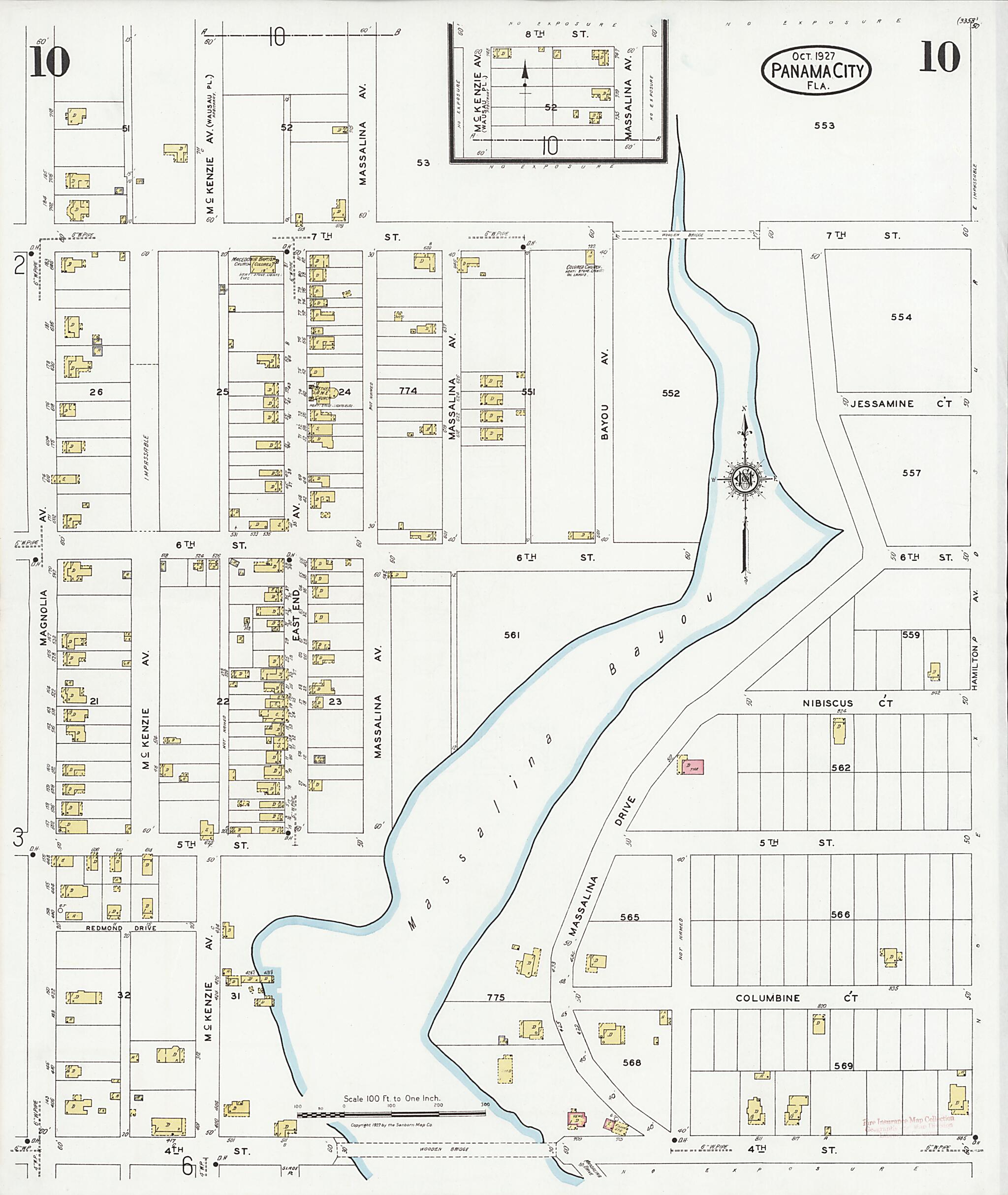 This old map of Panama City, Bay County, Florida was created by Sanborn Map Company in 1927
