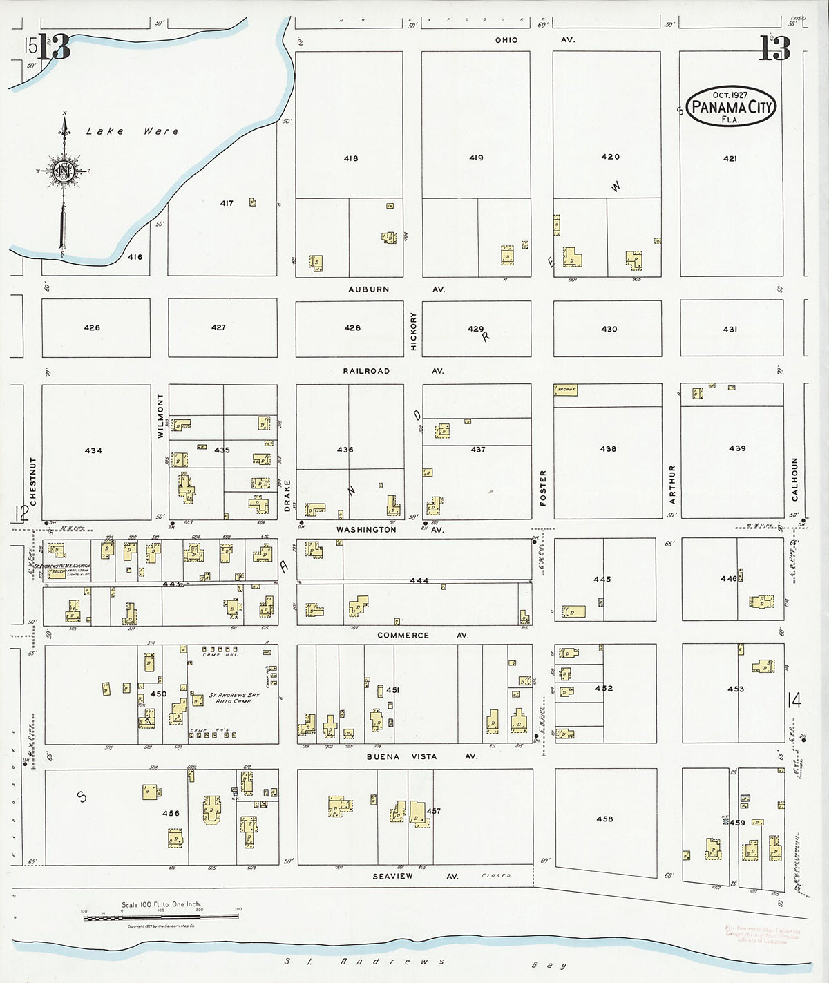 Panama City, Bay County, Florida 1927 (Sheet 13 of 18) by Relic Map Company