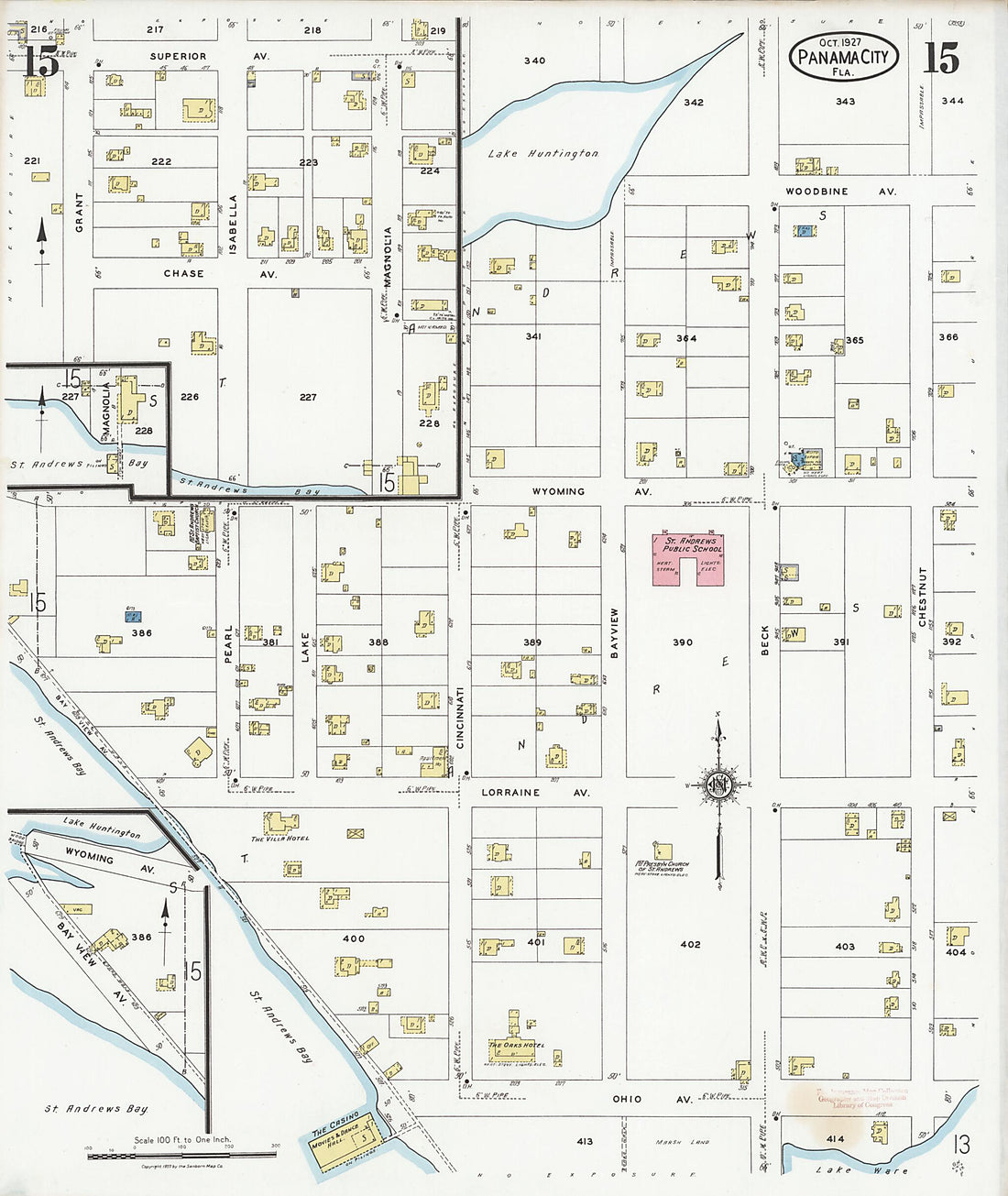 This old map of Panama City, Bay County, Florida was created by Sanborn Map Company in 1927