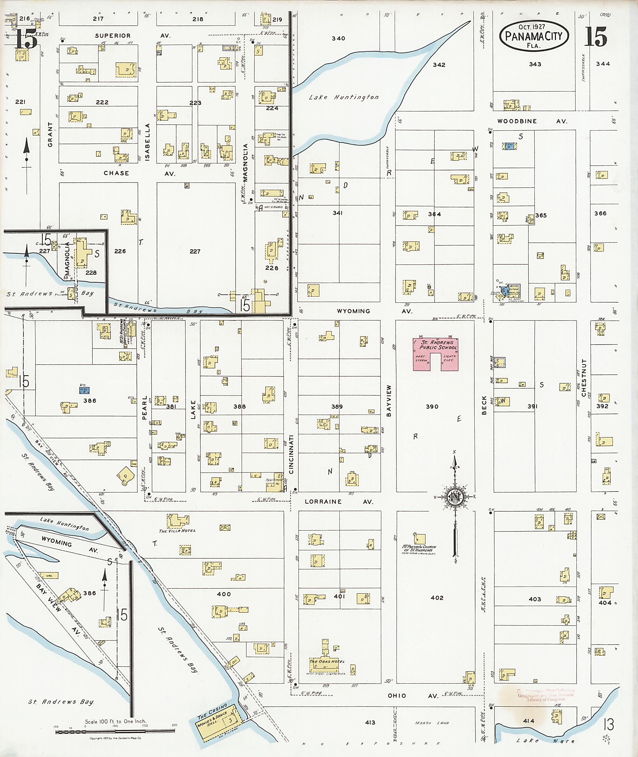 This old map of Panama City, Bay County, Florida was created by Sanborn Map Company in 1927