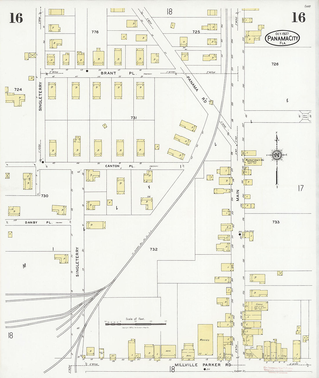 This old map of Panama City, Bay County, Florida was created by Sanborn Map Company in 1927