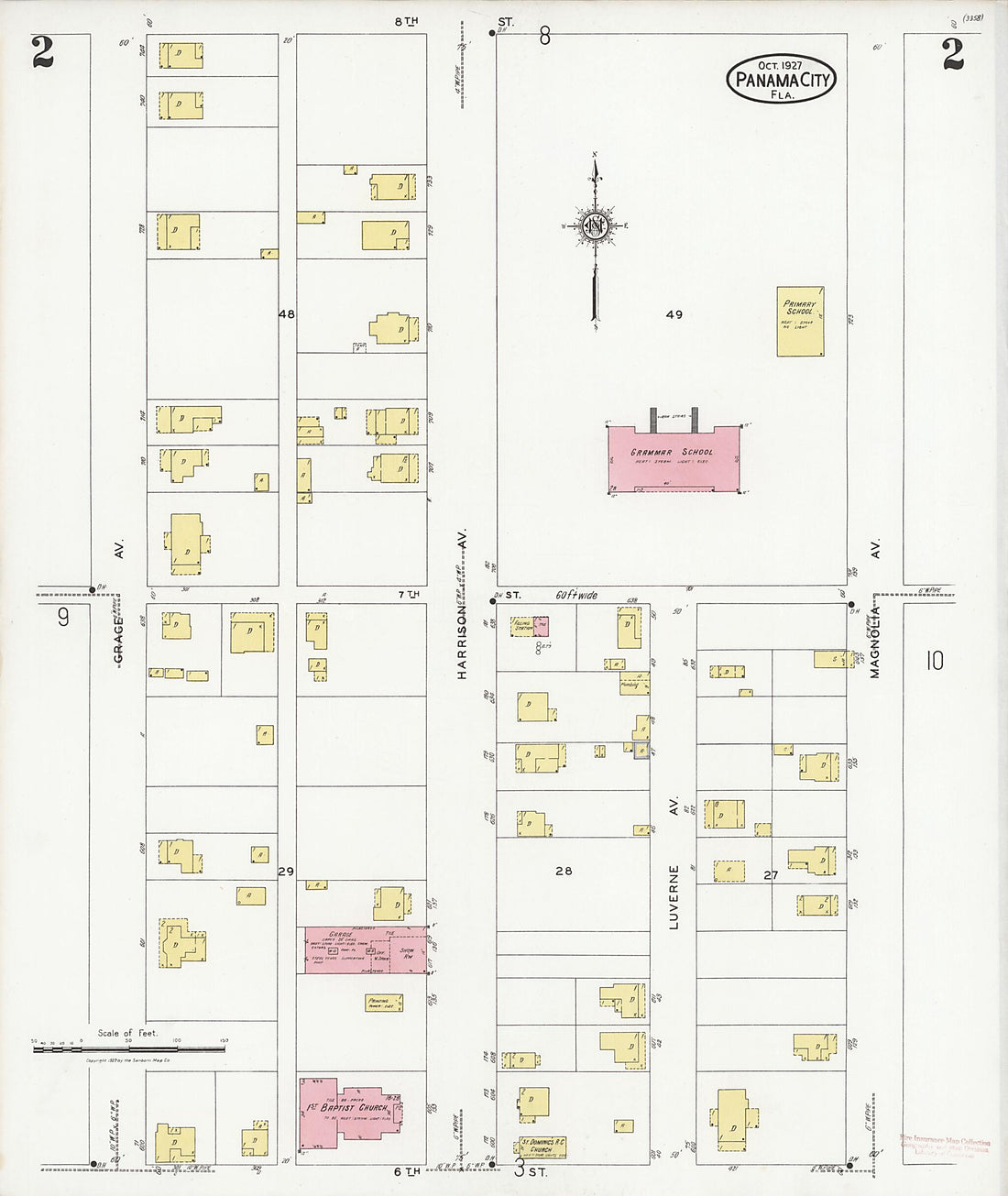 This old map of Panama City, Bay County, Florida was created by Sanborn Map Company in 1927