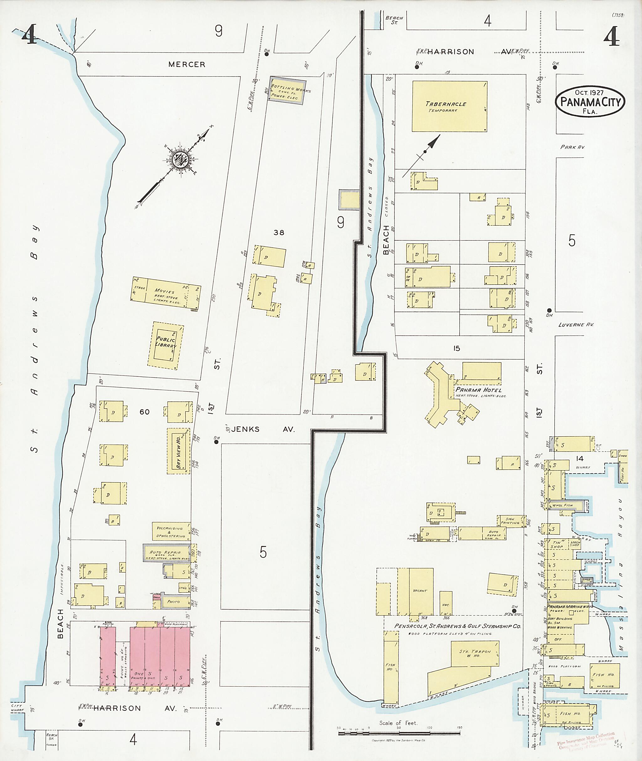 This old map of Panama City, Bay County, Florida was created by Sanborn Map Company in 1927