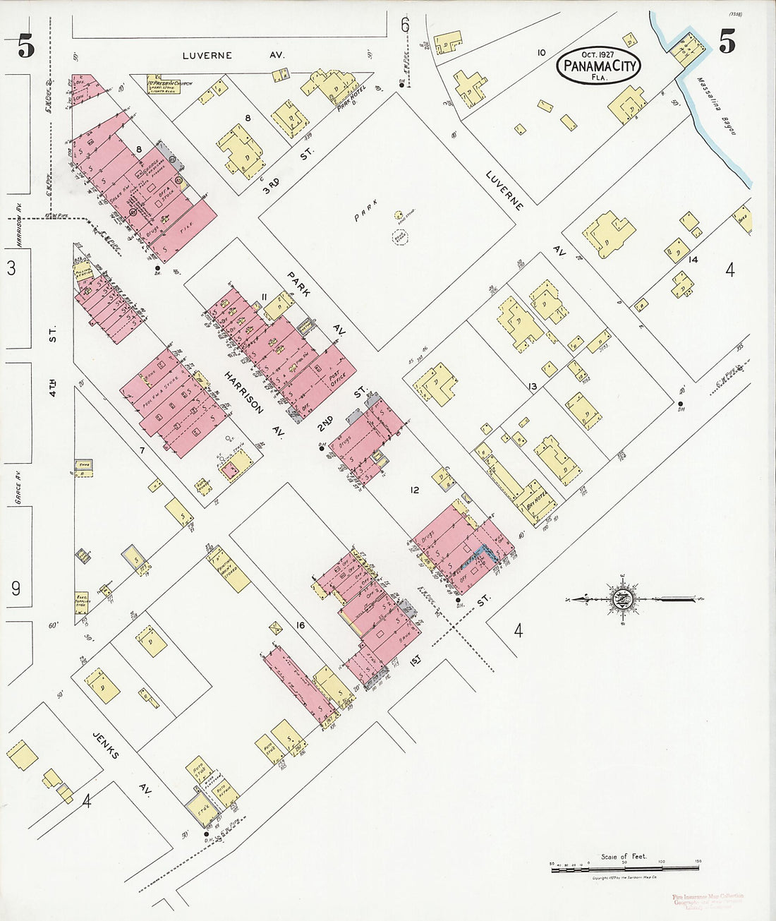 This old map of Panama City, Bay County, Florida was created by Sanborn Map Company in 1927