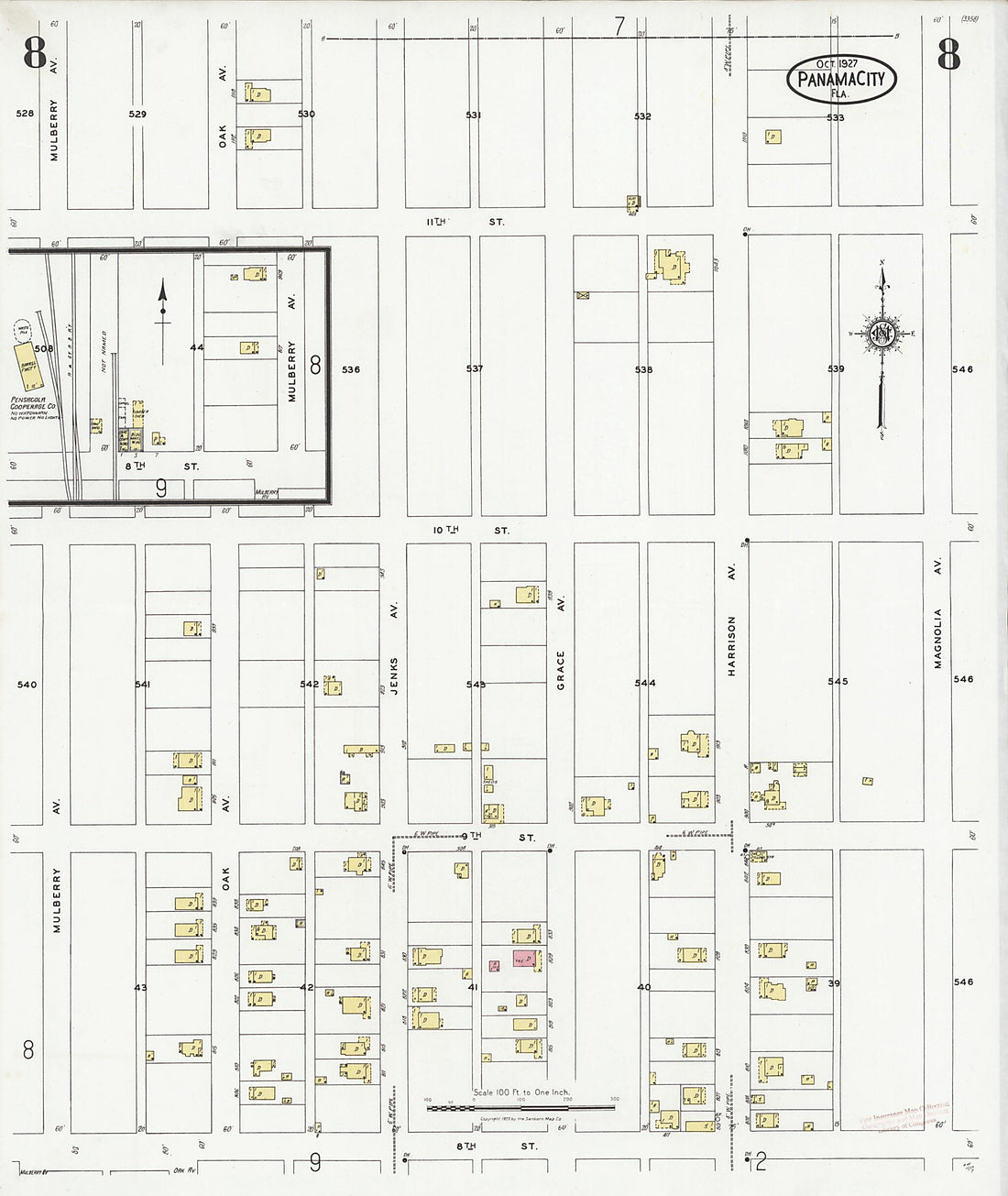 This old map of Panama City, Bay County, Florida was created by Sanborn Map Company in 1927