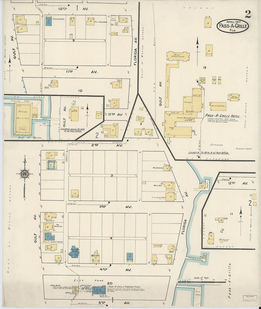 This old map of Pass, Pinellas County, Florida was created by Sanborn Map Company in 1917