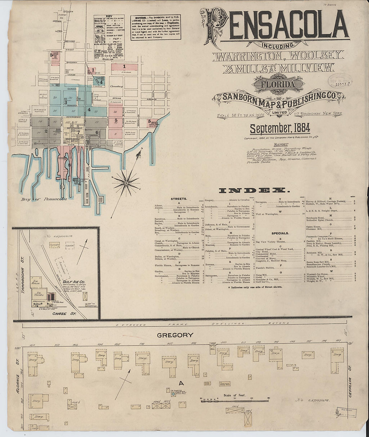 Pensacola, Escambia County, Florida 1884 (Sheet 1) by Relic Map Company