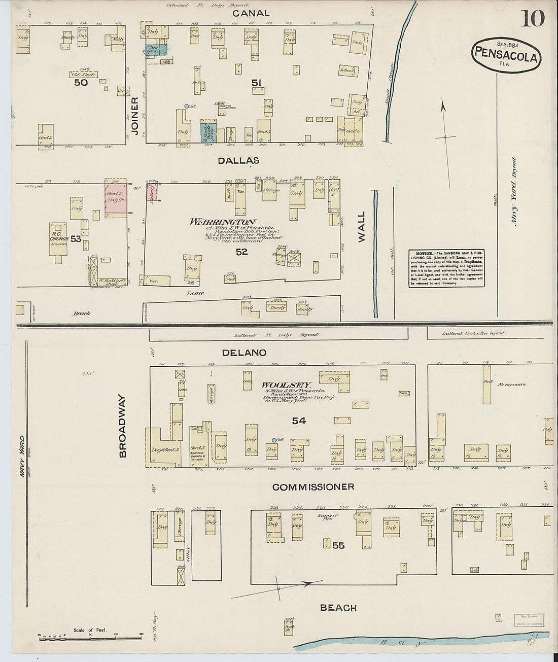 This old map of Woolsey, Escambia County, Florida was created by Sanborn Map Company in 1884