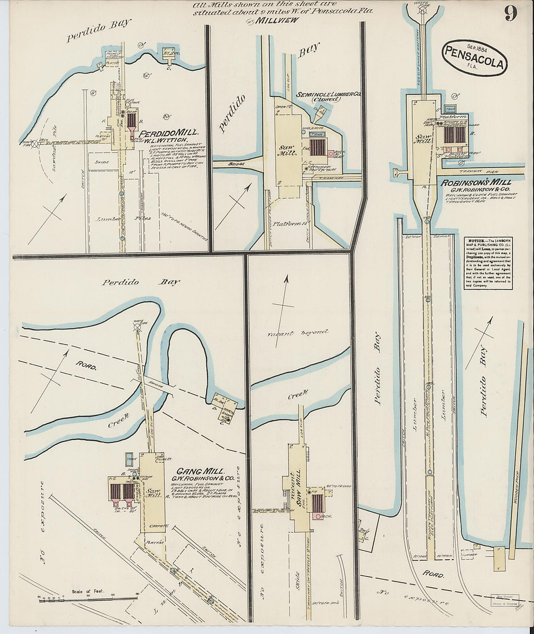 This old map of Woolsey, Escambia County, Florida was created by Sanborn Map Company in 1884