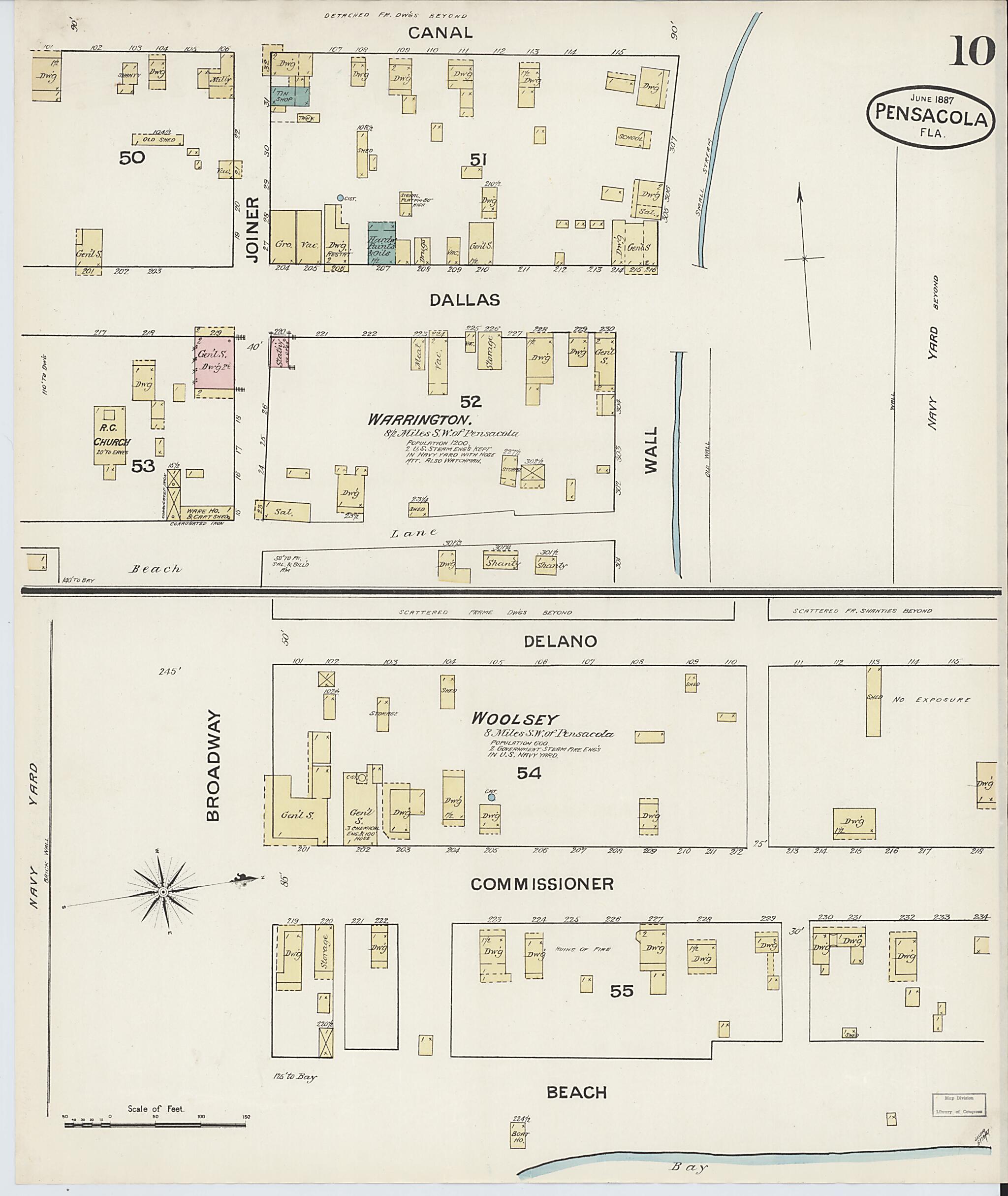 This old map of Woolsey, Escambia County, Florida was created by Sanborn Map Company in 1887