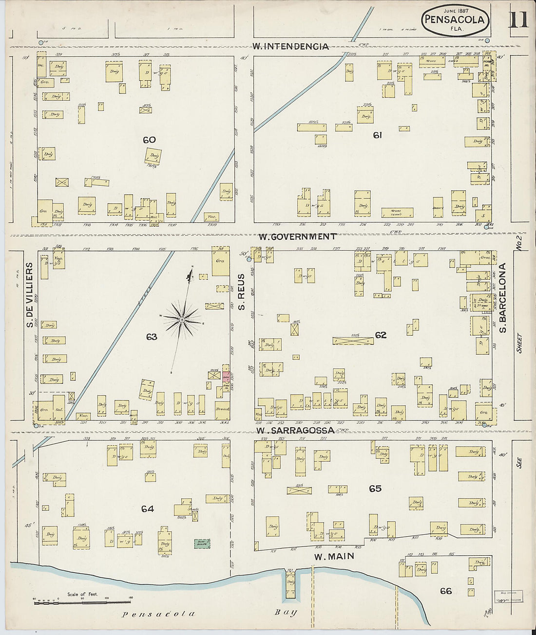 This old map of Woolsey, Escambia County, Florida was created by Sanborn Map Company in 1887