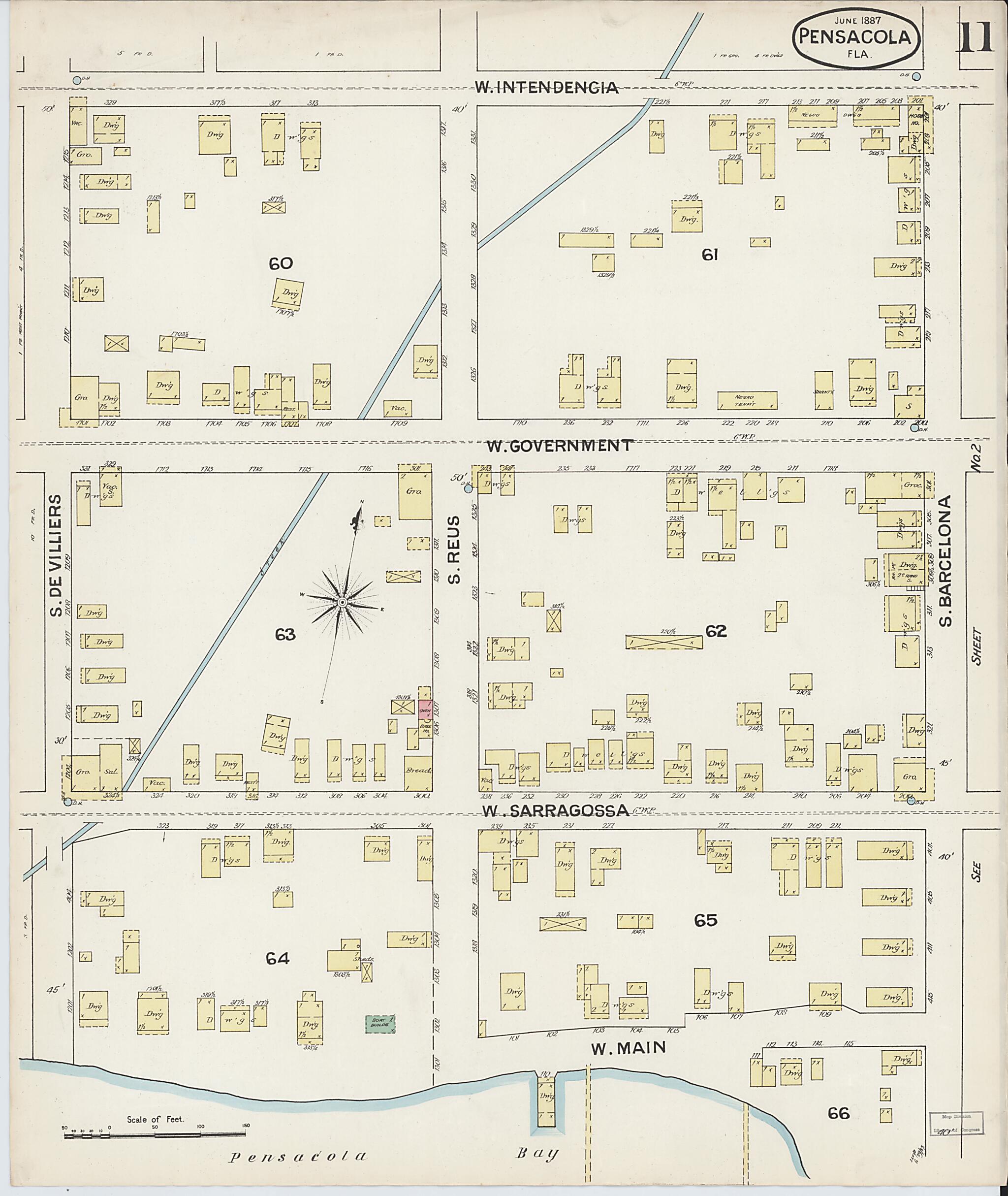 This old map of Woolsey, Escambia County, Florida was created by Sanborn Map Company in 1887