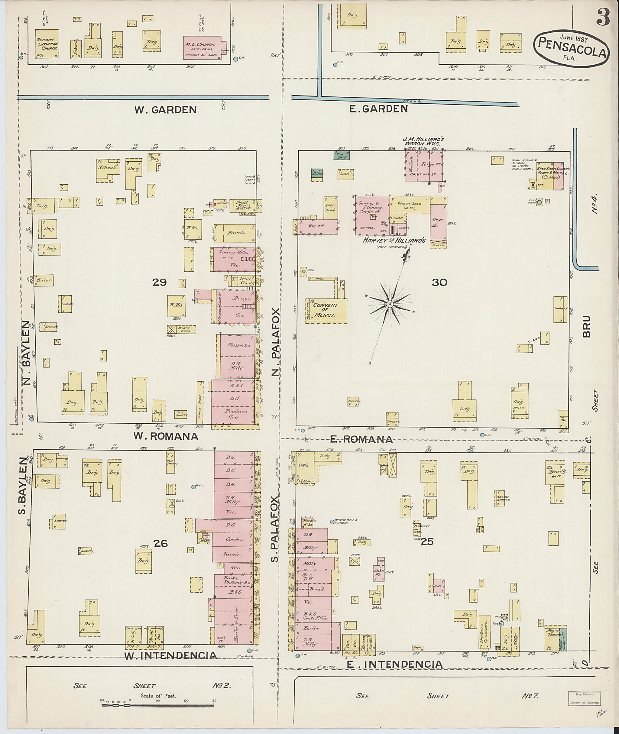 This old map of Woolsey, Escambia County, Florida was created by Sanborn Map Company in 1887