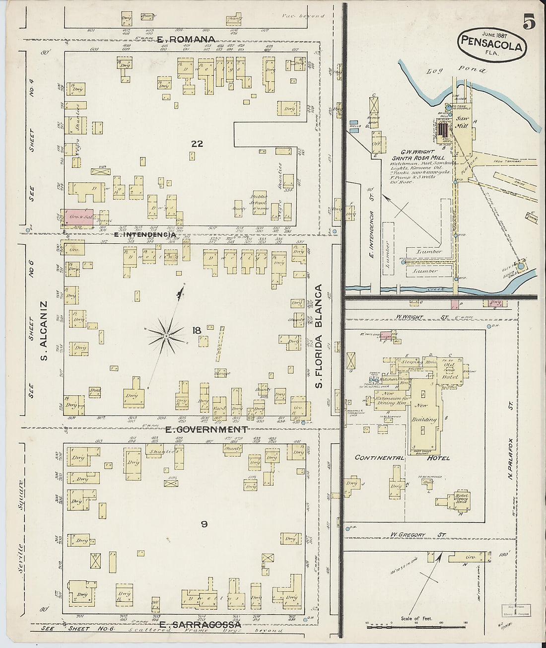 This old map of Woolsey, Escambia County, Florida was created by Sanborn Map Company in 1887