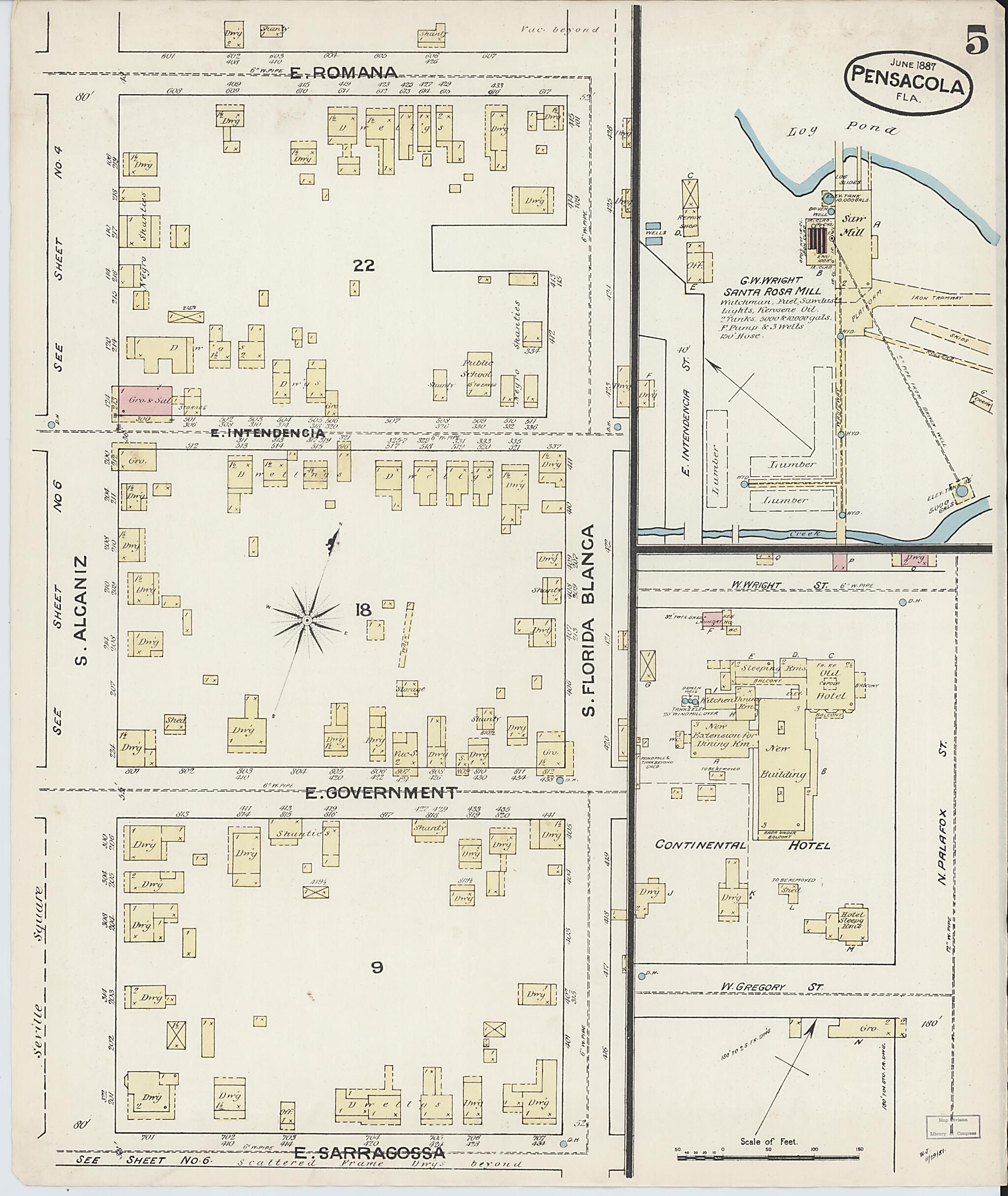 This old map of Woolsey, Escambia County, Florida was created by Sanborn Map Company in 1887