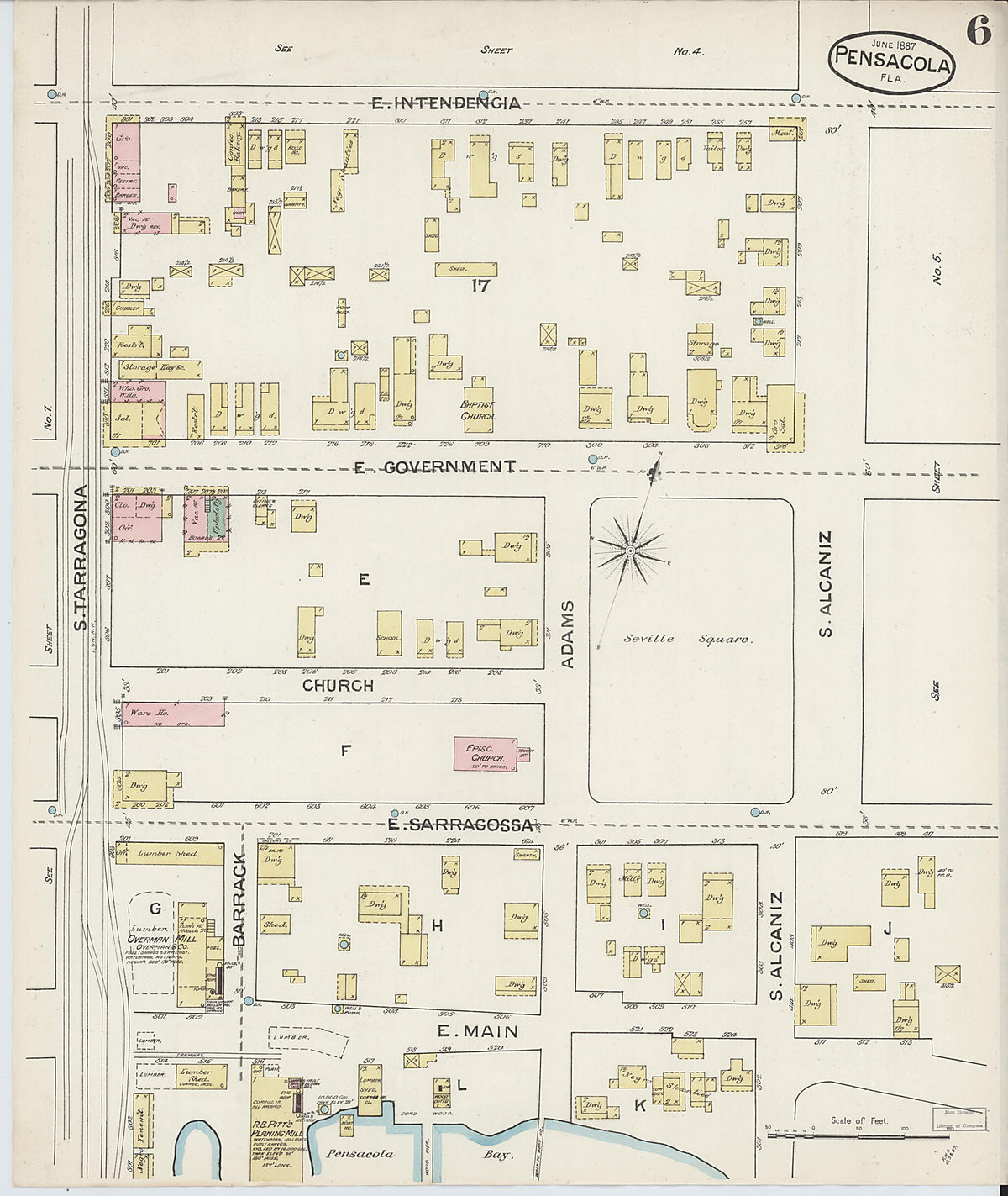 Pensacola, Escambia County, Florida 1887 (Sheet 6) by Relic Map Company
