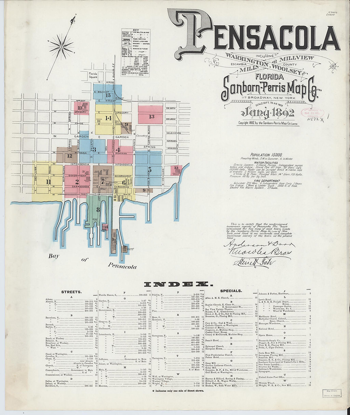 Pensacola, Escambia County, Florida 1892 (Sheet 1) by Relic Map Company