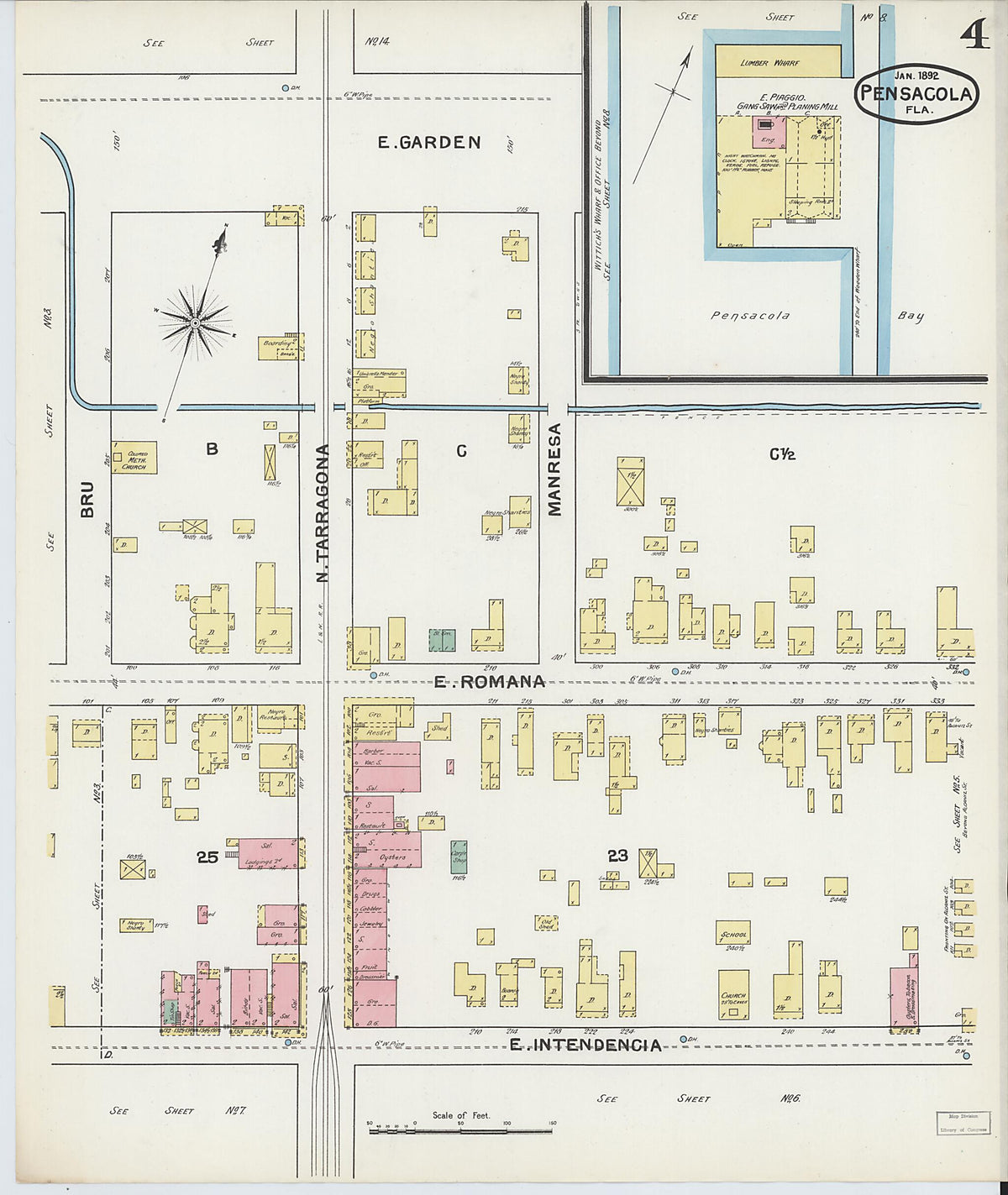 Pensacola, Escambia County, Florida 1892 (Sheet 4) by Relic Map Company