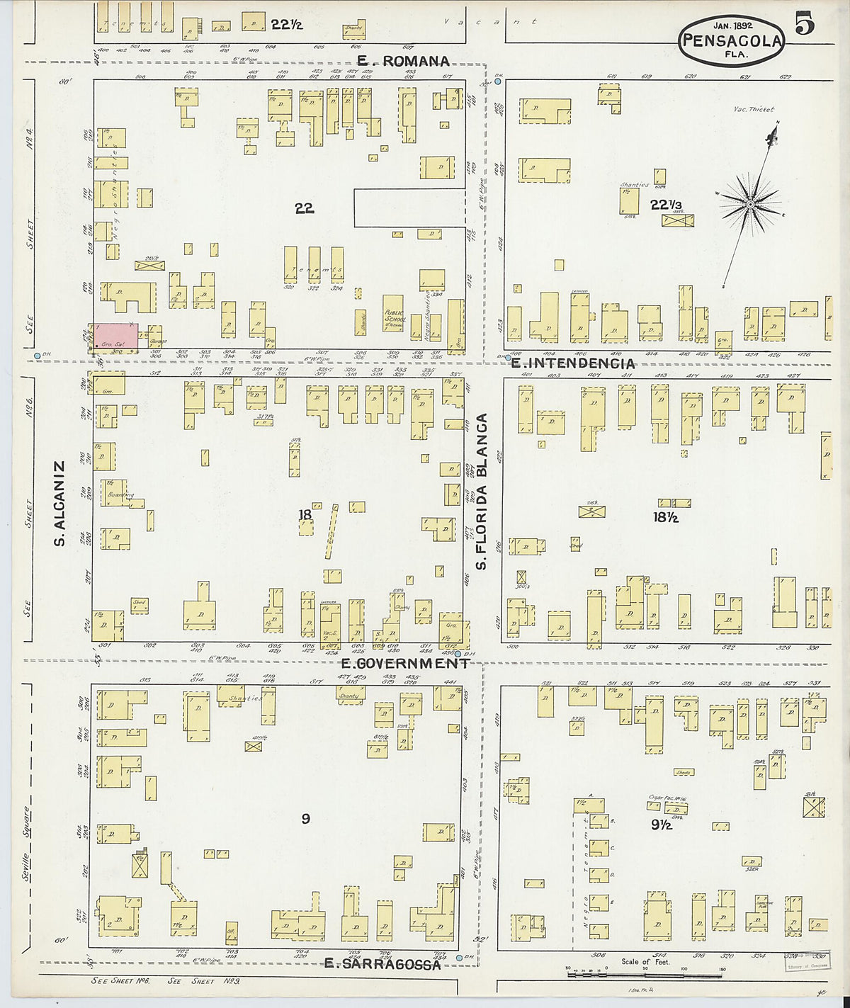 Pensacola, Escambia County, Florida 1892 (Sheet 5) by Relic Map Company