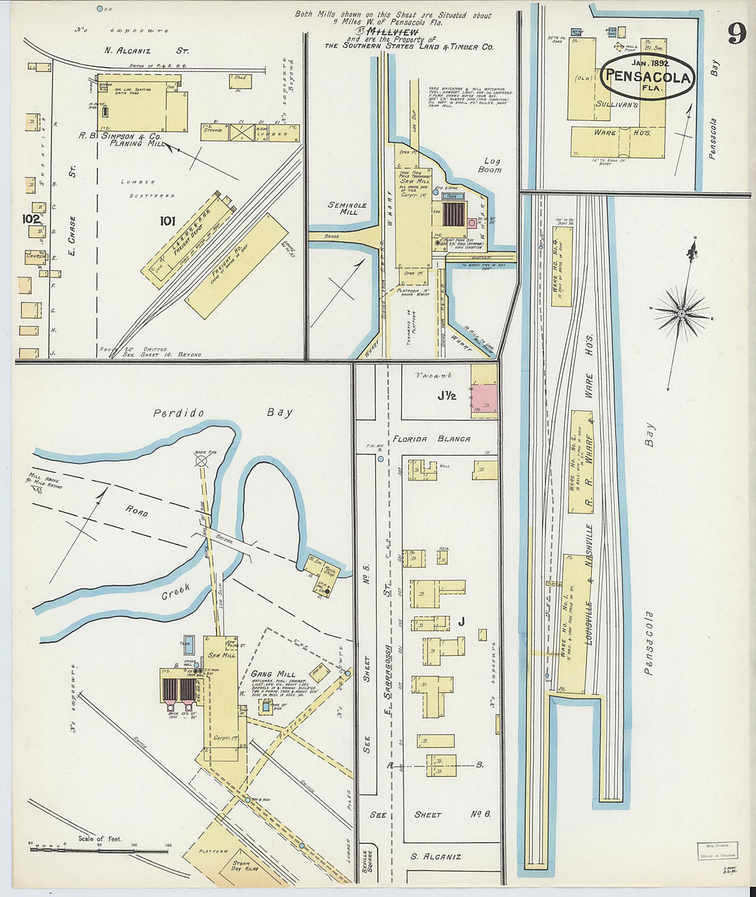 This old map of Woolsey, Escambia County, Florida was created by Sanborn Map Company in 1892