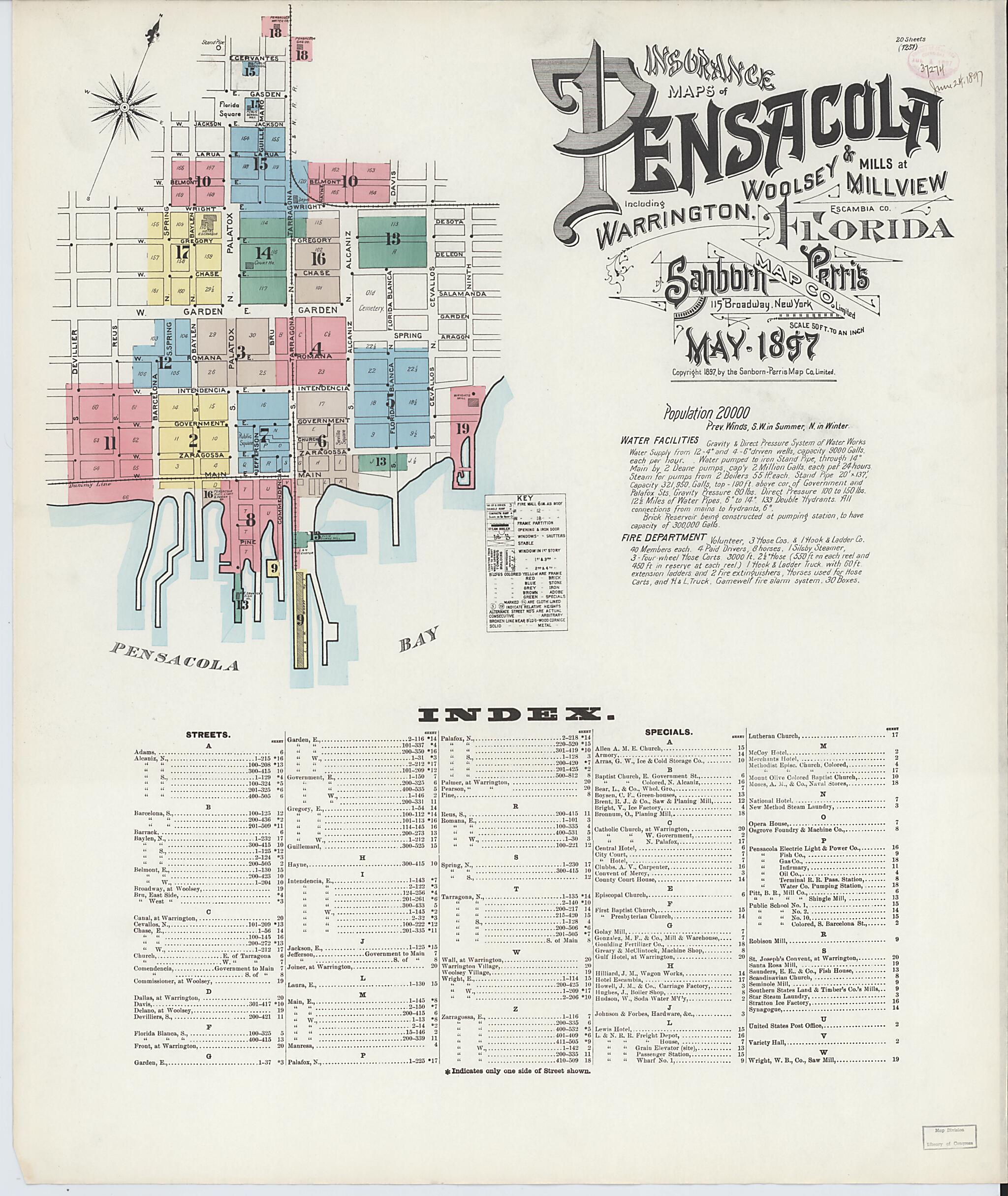 This old map of Woolsey, Escambia County, Florida was created by Sanborn Map Company in 1897