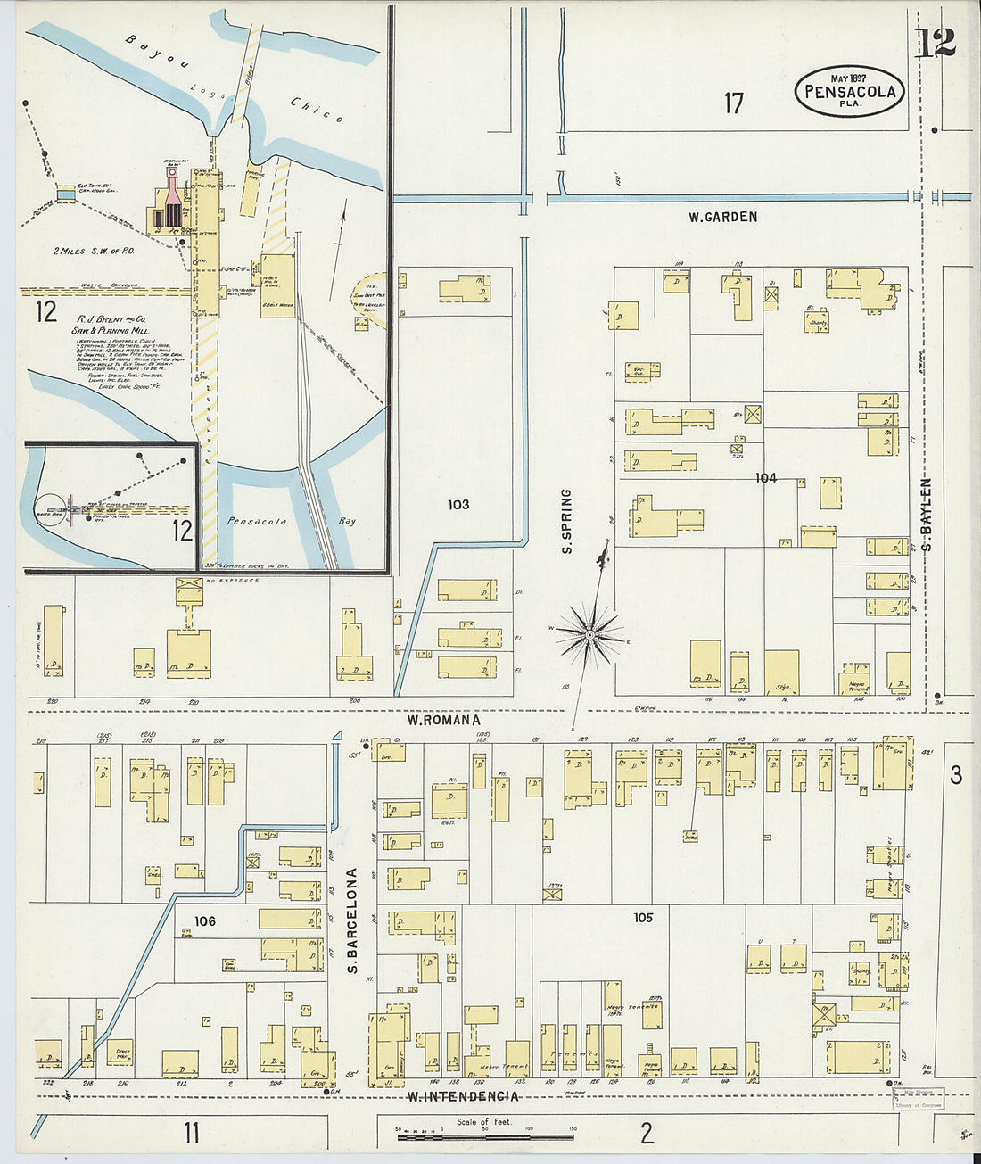 This old map of Woolsey, Escambia County, Florida was created by Sanborn Map Company in 1897