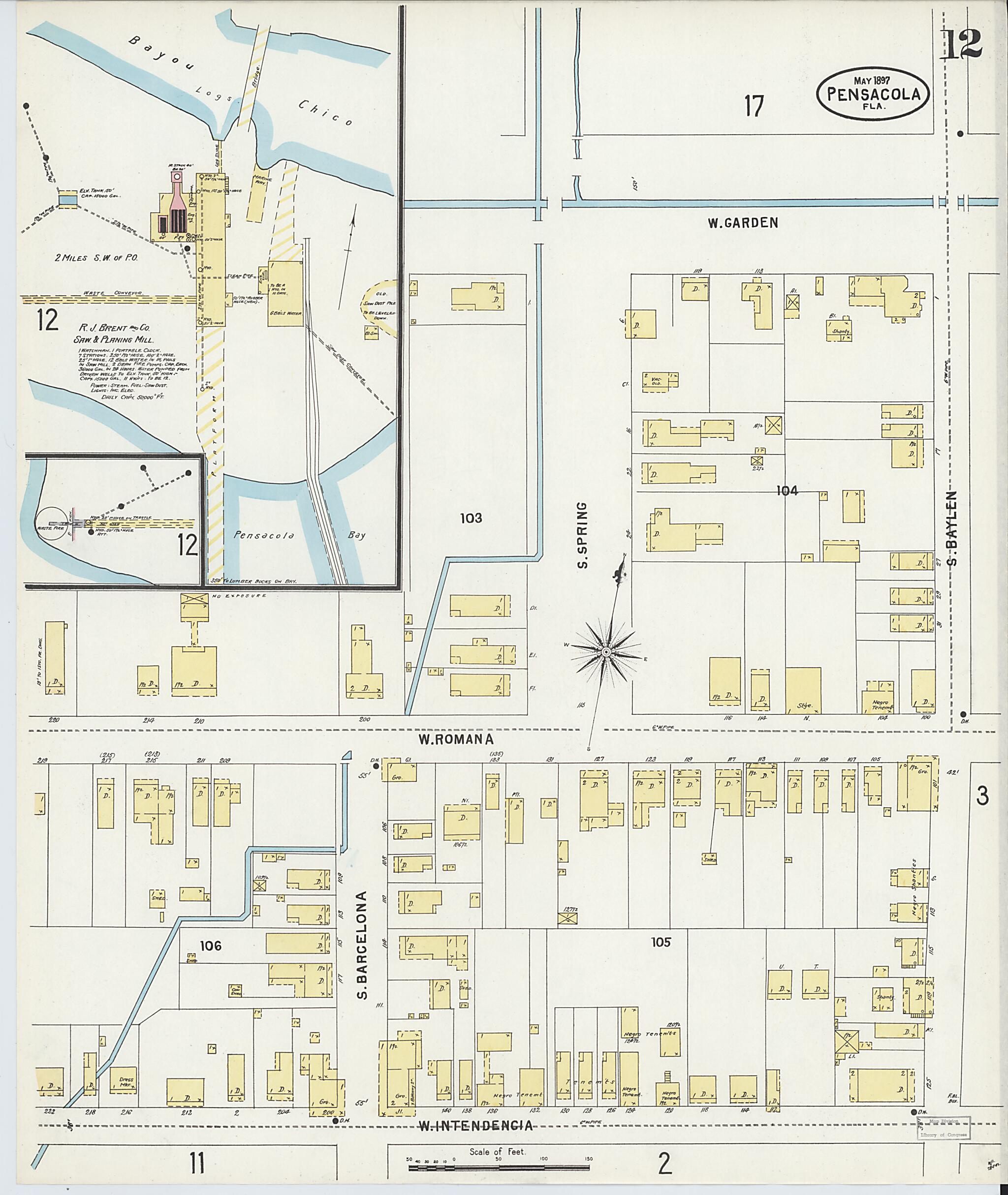 This old map of Woolsey, Escambia County, Florida was created by Sanborn Map Company in 1897
