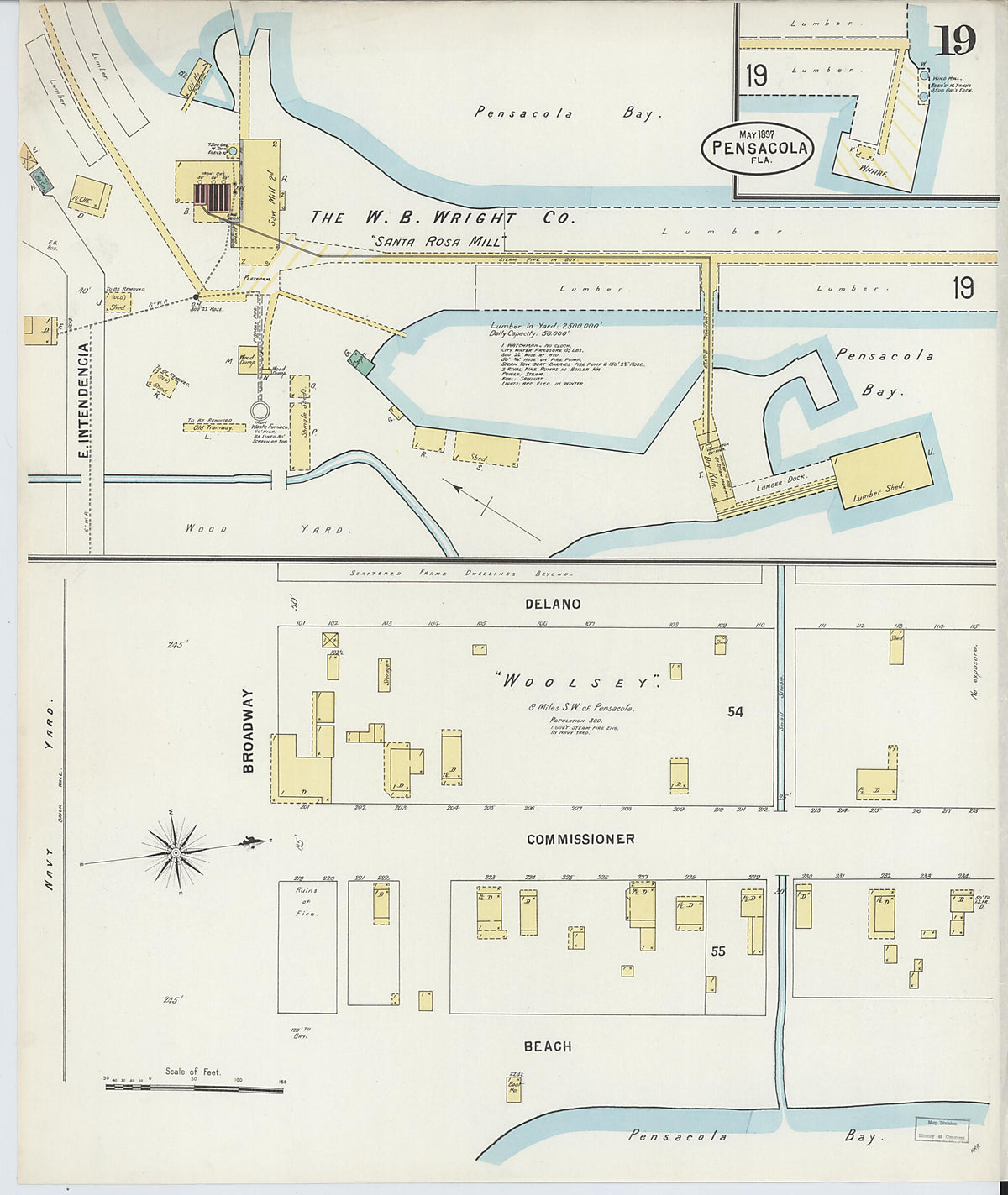 Pensacola, Escambia County, Florida 1897 (Sheet 19) by Relic Map Company