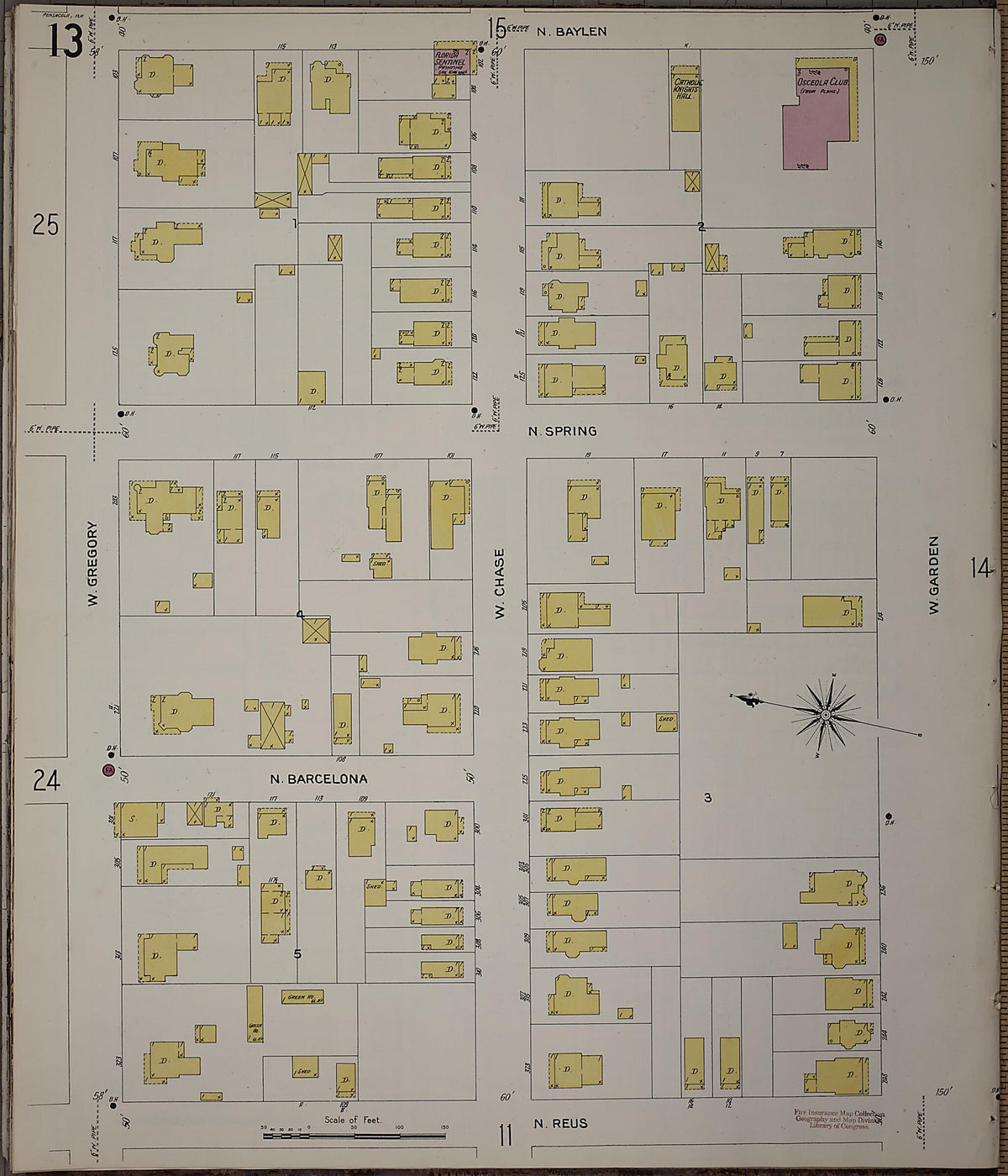 Pensacola, Escambia County, Florida 1907 (Sheet 14) by Relic Map Company