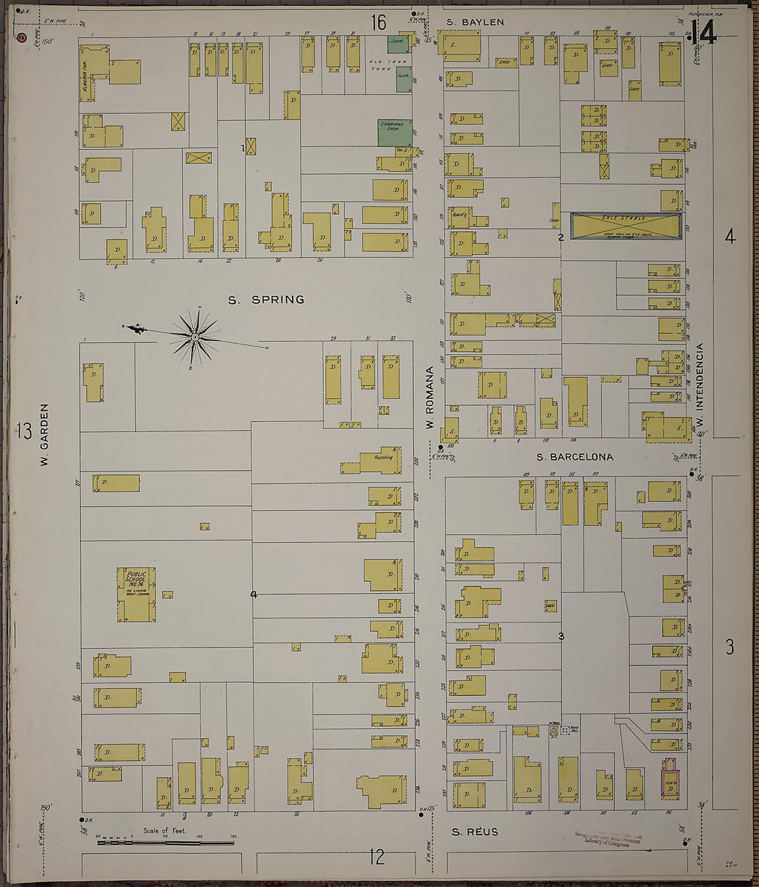This old map of Pensacola, Escambia County, Florida was created by Sanborn Map Company in 1907