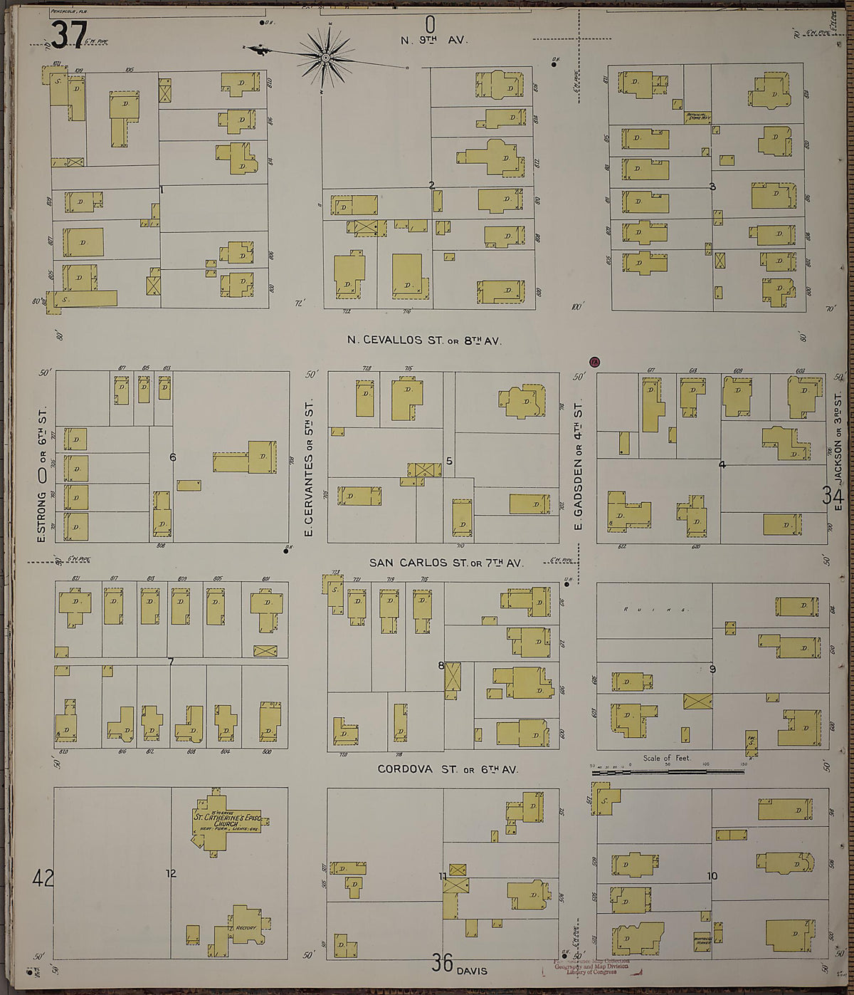 Pensacola, Escambia County, Florida 1907 (Sheet 38) by Relic Map Company