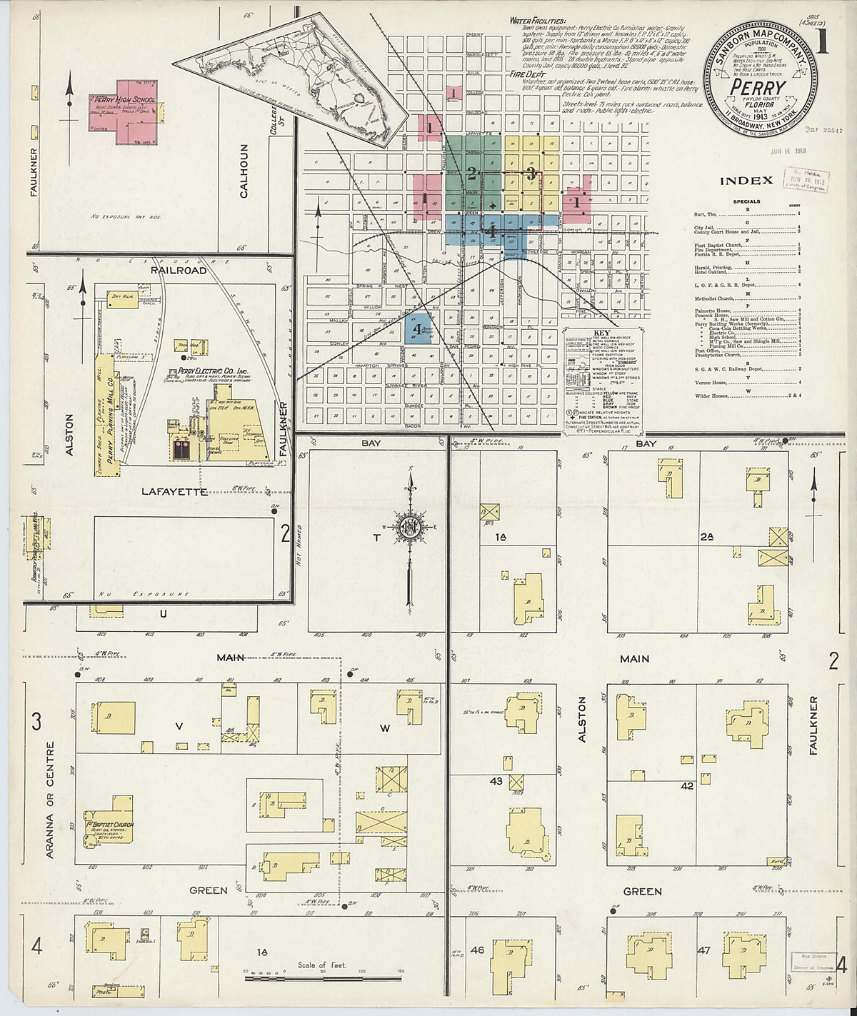 Perry, Taylor County, Florida 1913 (Sheet 1 of 4) by Relic Map Company