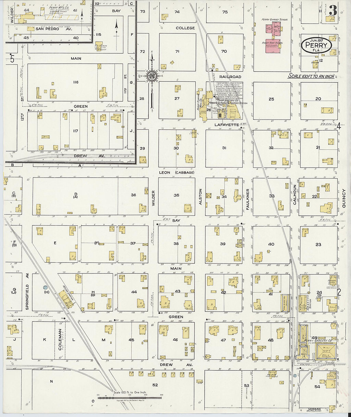 Perry, Taylor County, Florida 1917 (Sheet 3 of 5) by Relic Map Company