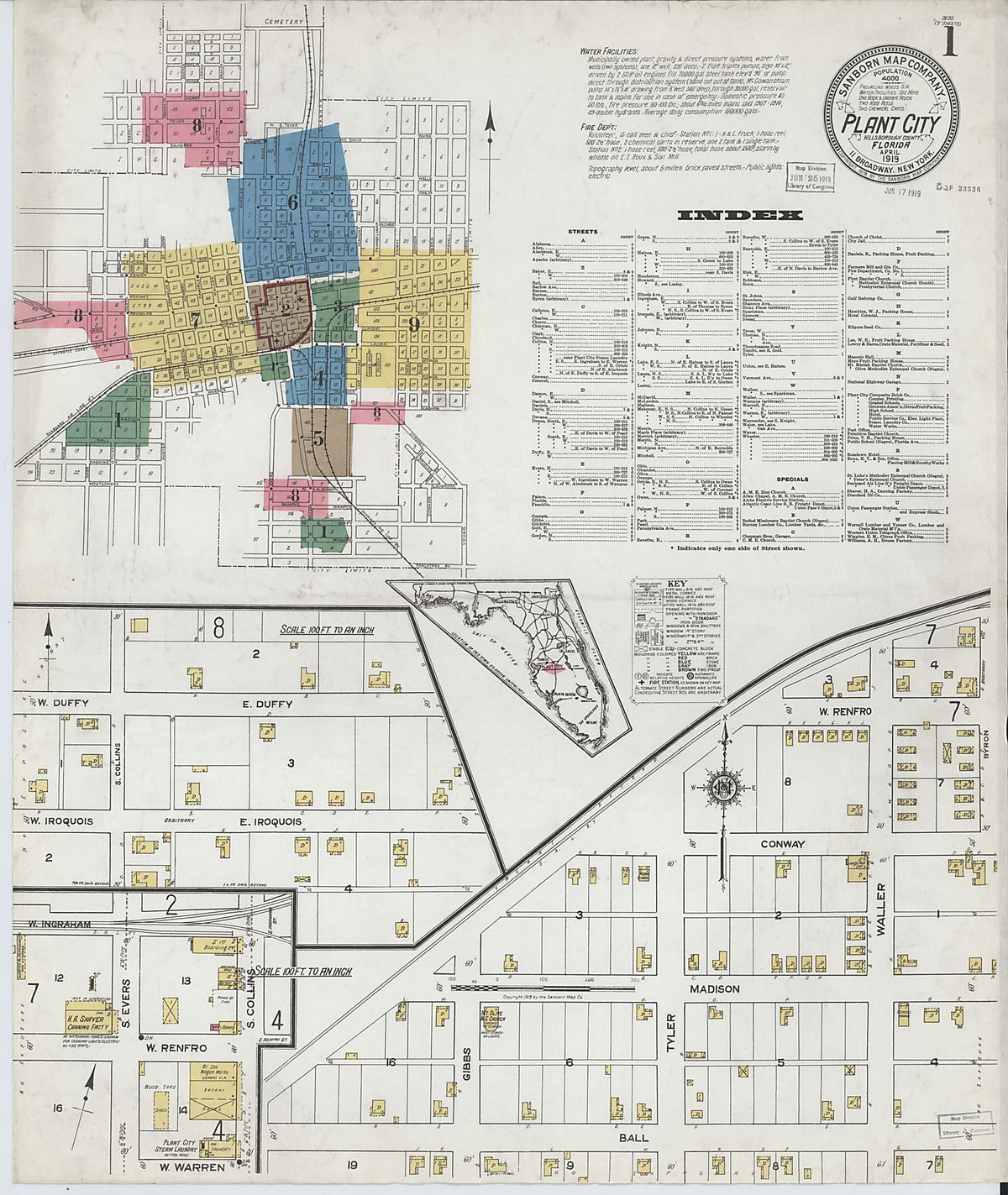 Plant City, Hillborough County, Florida 1919 (Sheet 1 of 9) by Relic Map Company