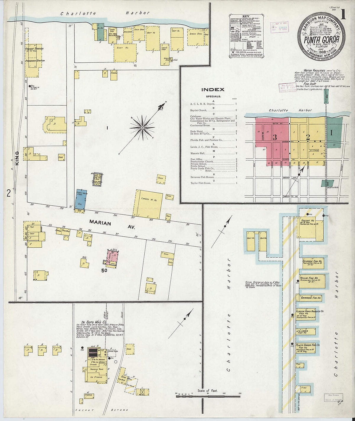 Punta Gorda, Charlotte County, Florida 1909 (Sheet 1 of 3) by Relic Map Company
