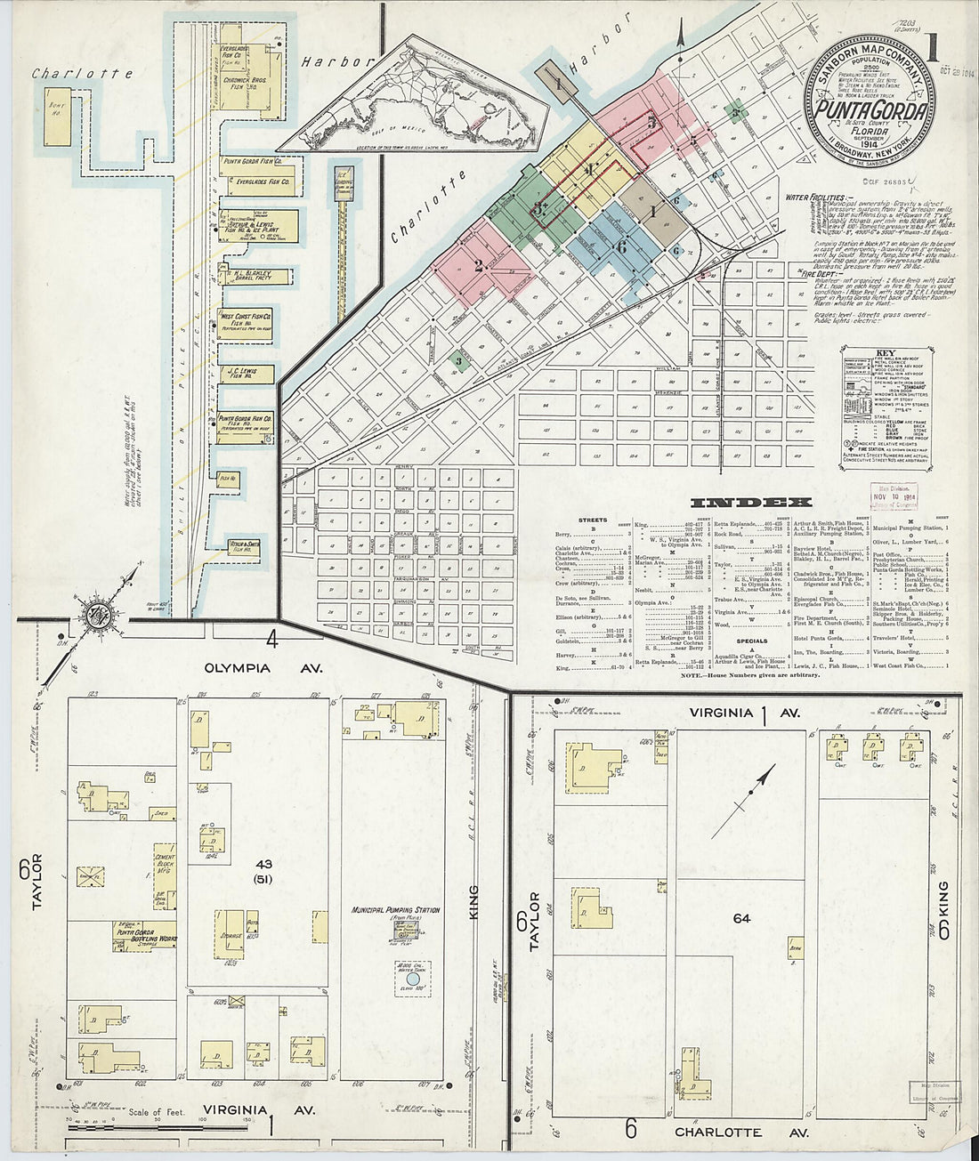 This old map of Punta Gorda, Charlotte County, Florida was created by Sanborn Map Company in 1914
