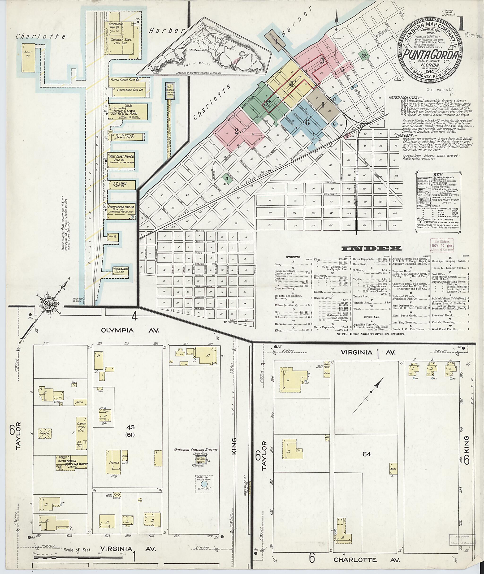 This old map of Punta Gorda, Charlotte County, Florida was created by Sanborn Map Company in 1914