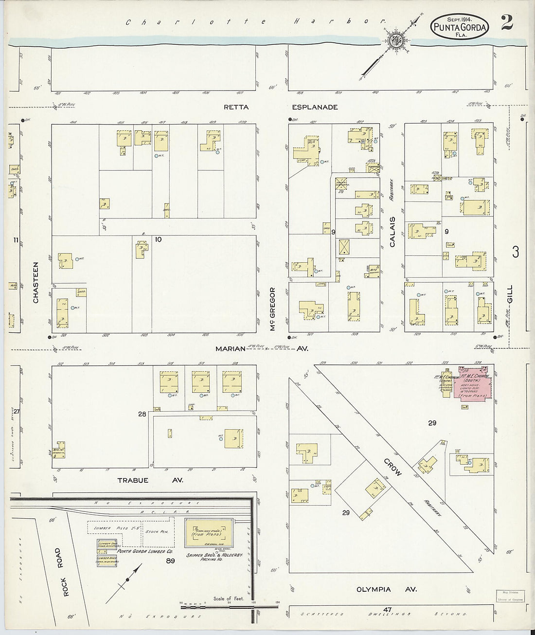 This old map of Punta Gorda, Charlotte County, Florida was created by Sanborn Map Company in 1914