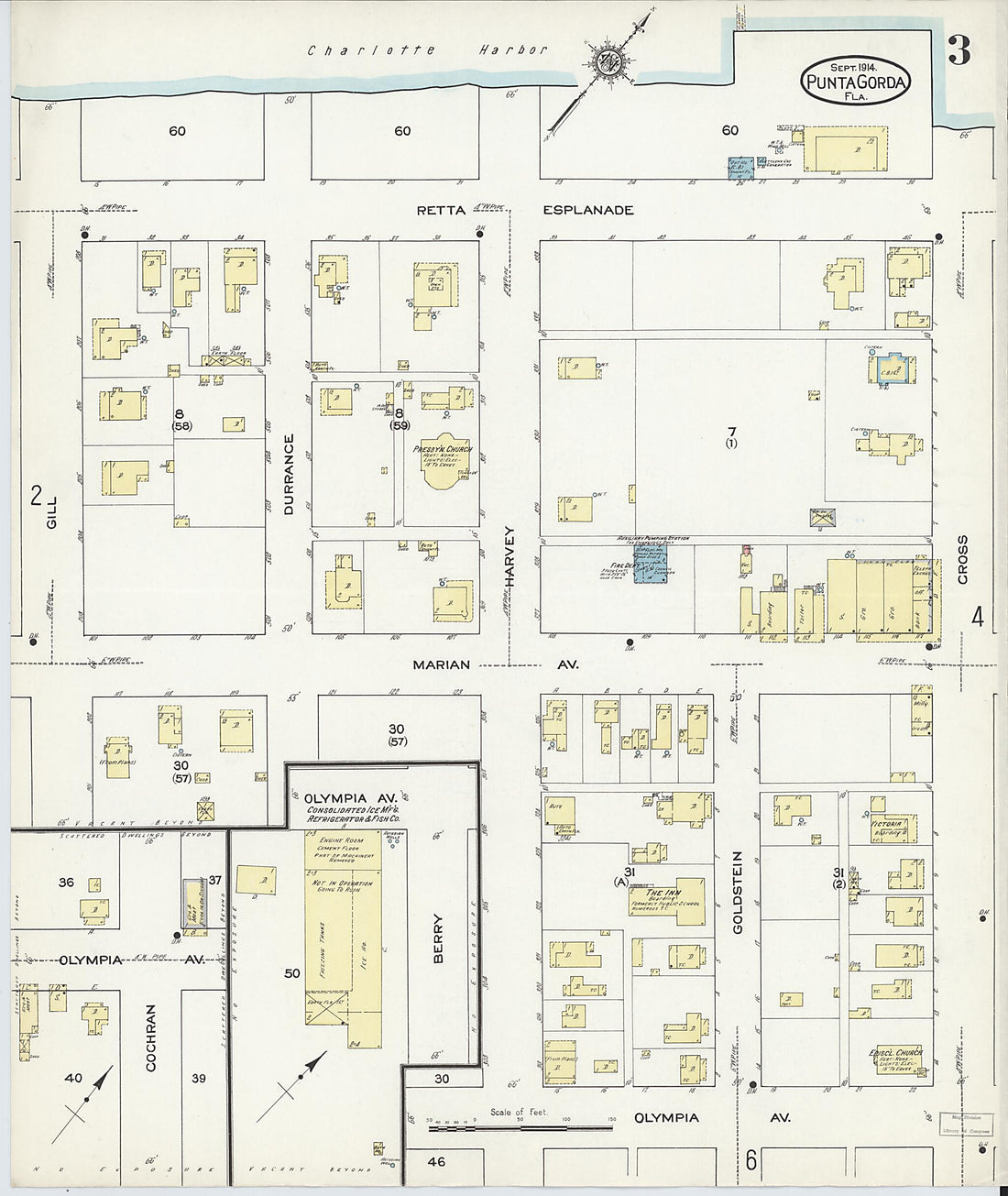 This old map of Punta Gorda, Charlotte County, Florida was created by Sanborn Map Company in 1914