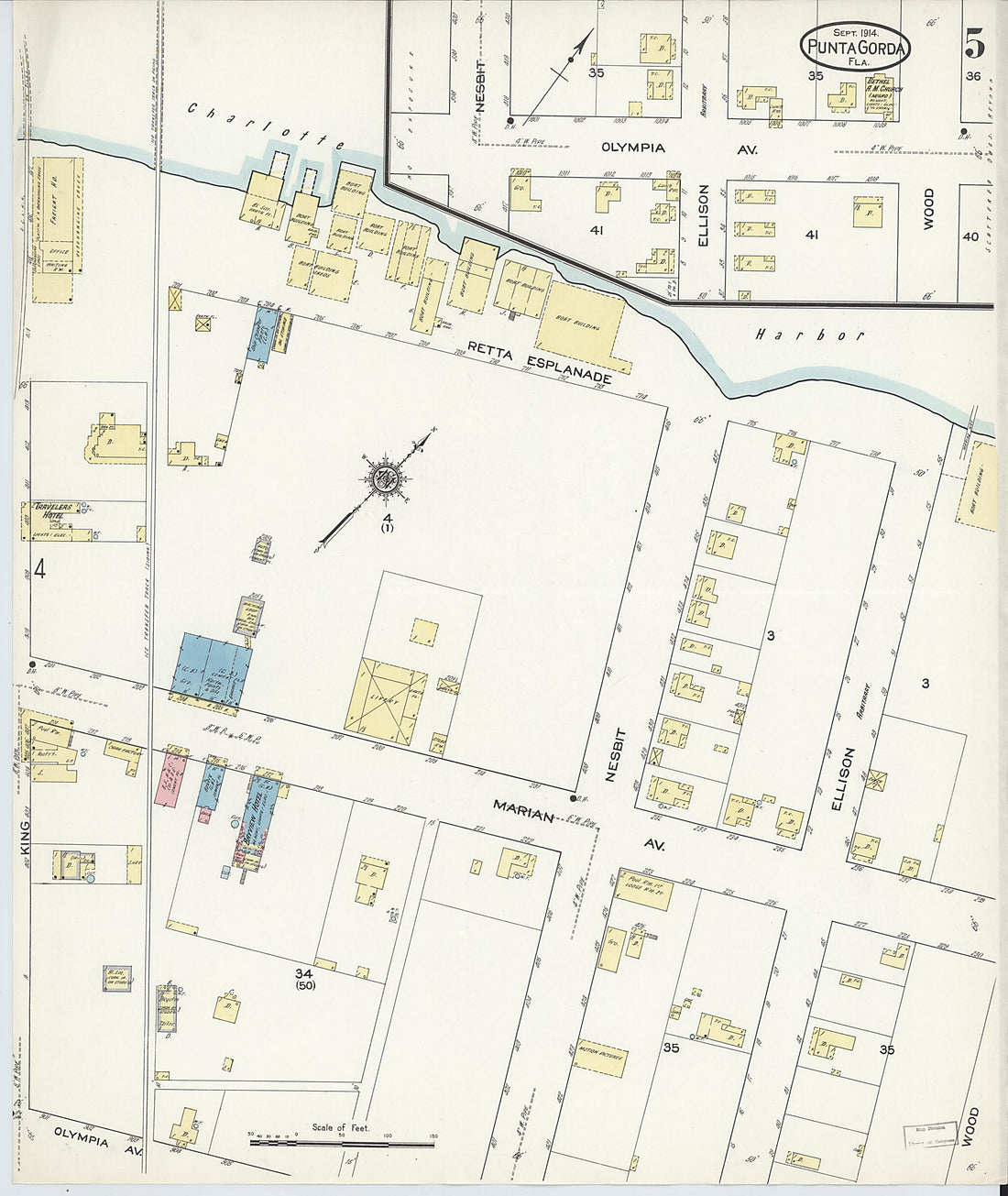 This old map of Punta Gorda, Charlotte County, Florida was created by Sanborn Map Company in 1914