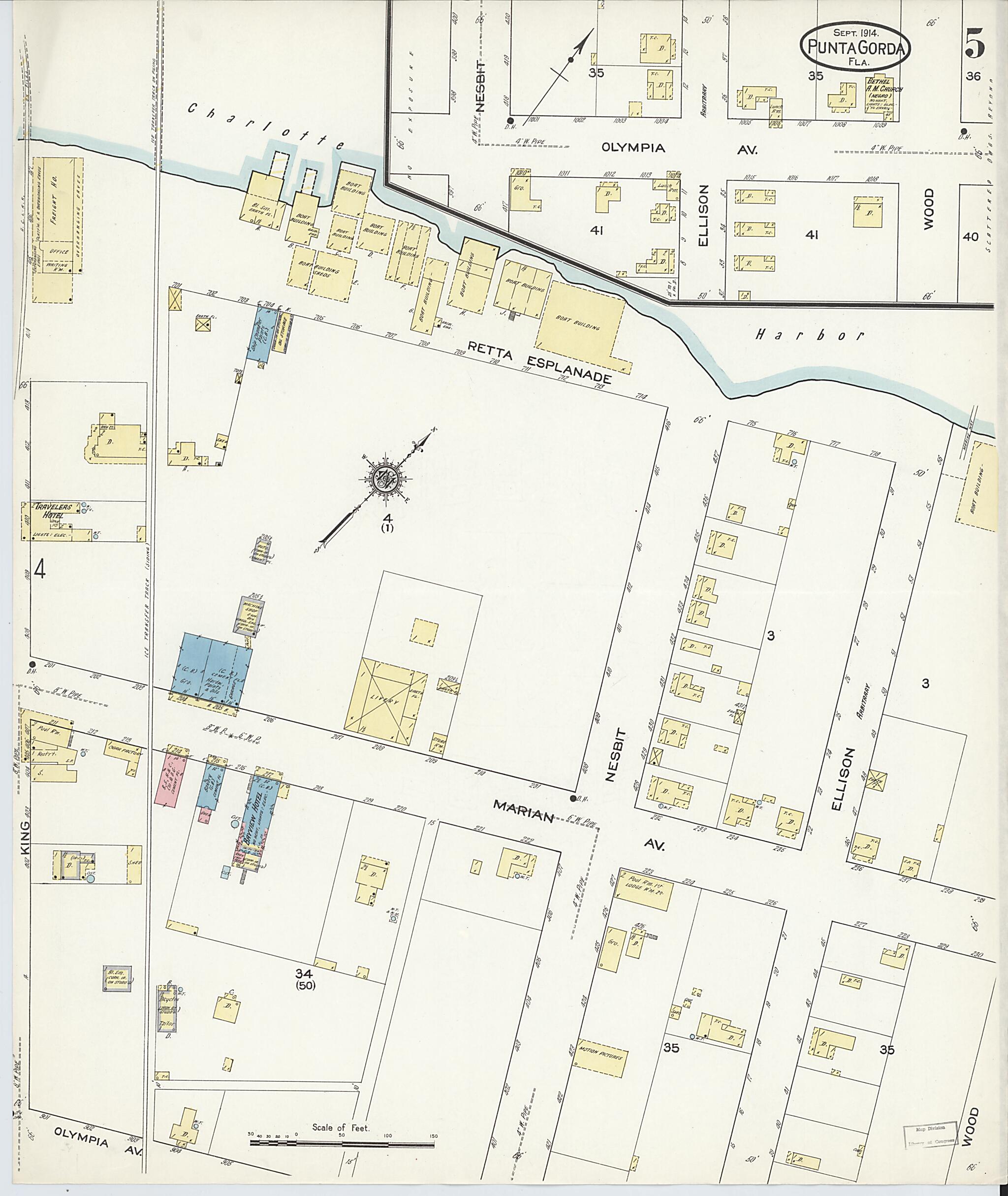 This old map of Punta Gorda, Charlotte County, Florida was created by Sanborn Map Company in 1914