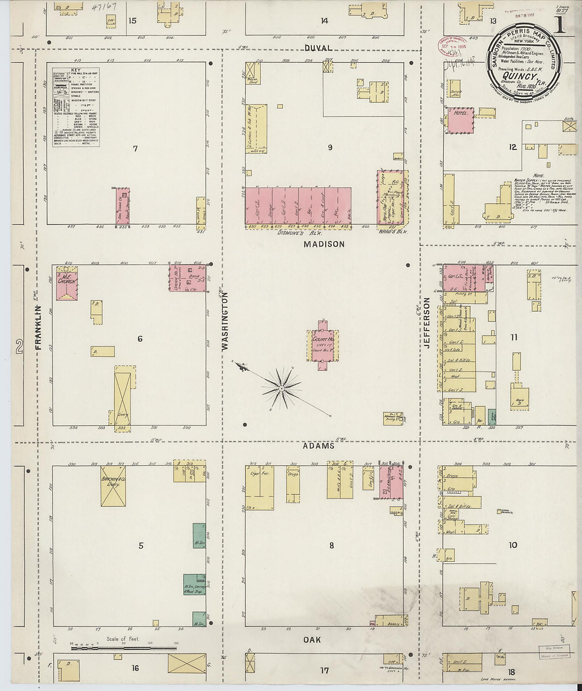 Quincy, Gadsden County, Florida 1895 (Sheet 1 of 2) by Relic Map Company